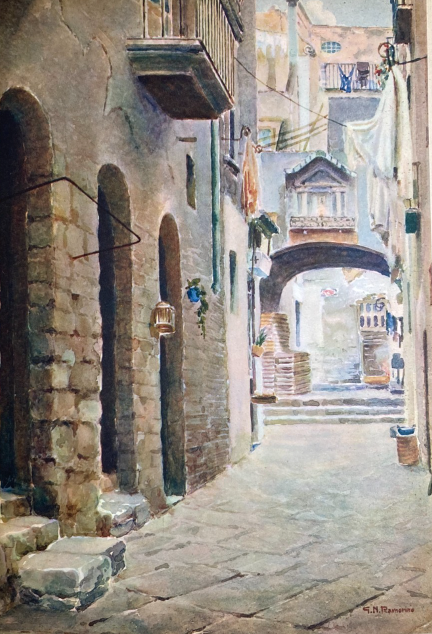 Napoli   Vico Di San Matteo Al Lavinaio   Artista Ramorino   Stampa A Colori
