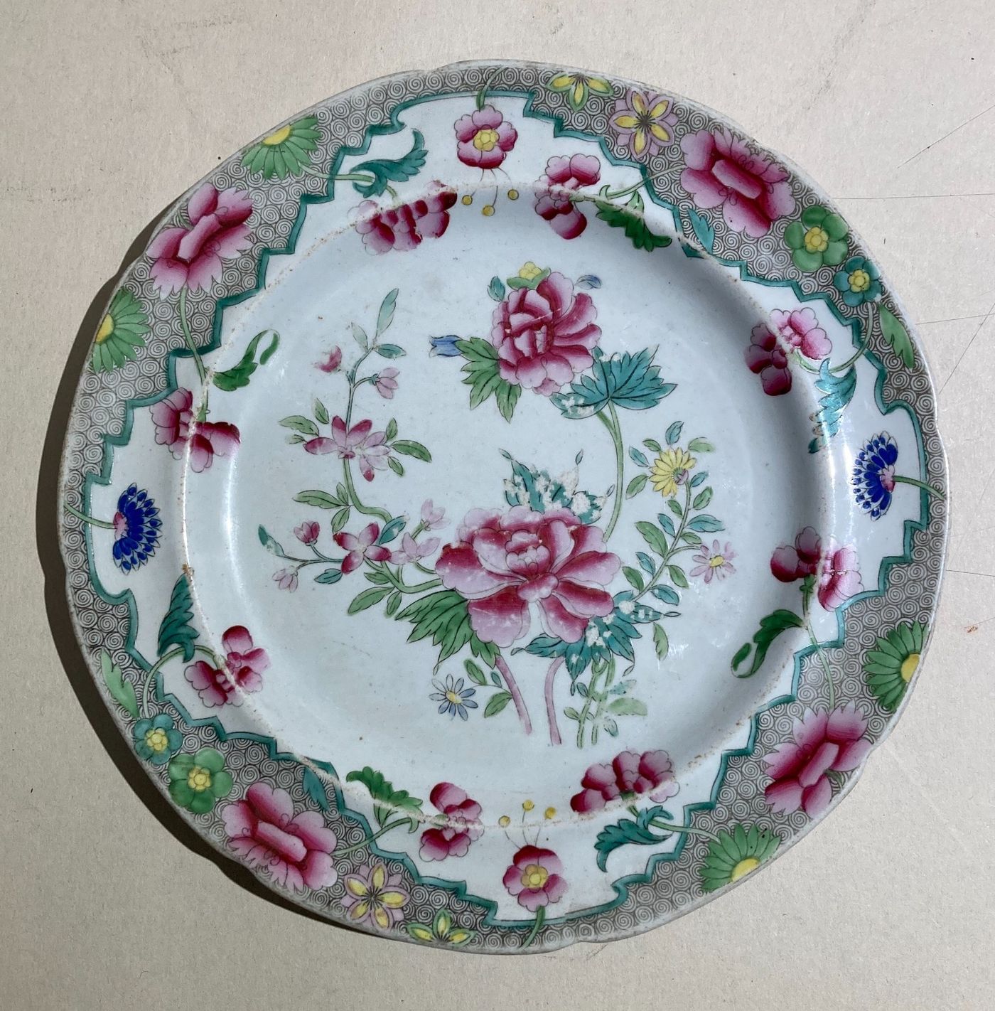 Piatto Decorativo In Porcellana Stone China, Hicks & Meigh, XIX Secolo