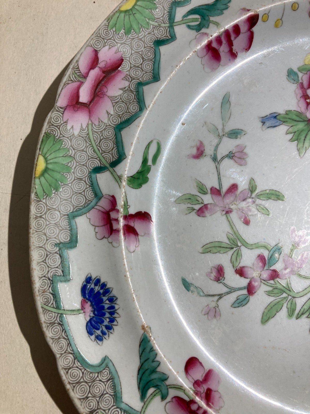 Piatto Decorativo In Porcellana Stone China, Hicks & Meigh, XIX Secolo