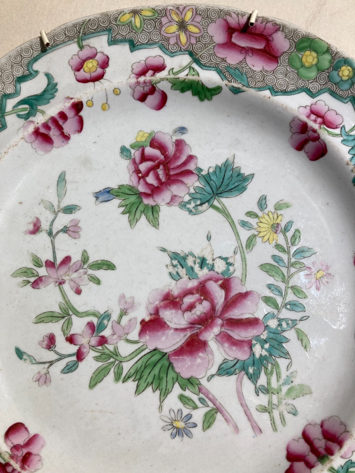 Piatto Decorativo In Porcellana Stone China, Hicks & Meigh, XIX Secolo
