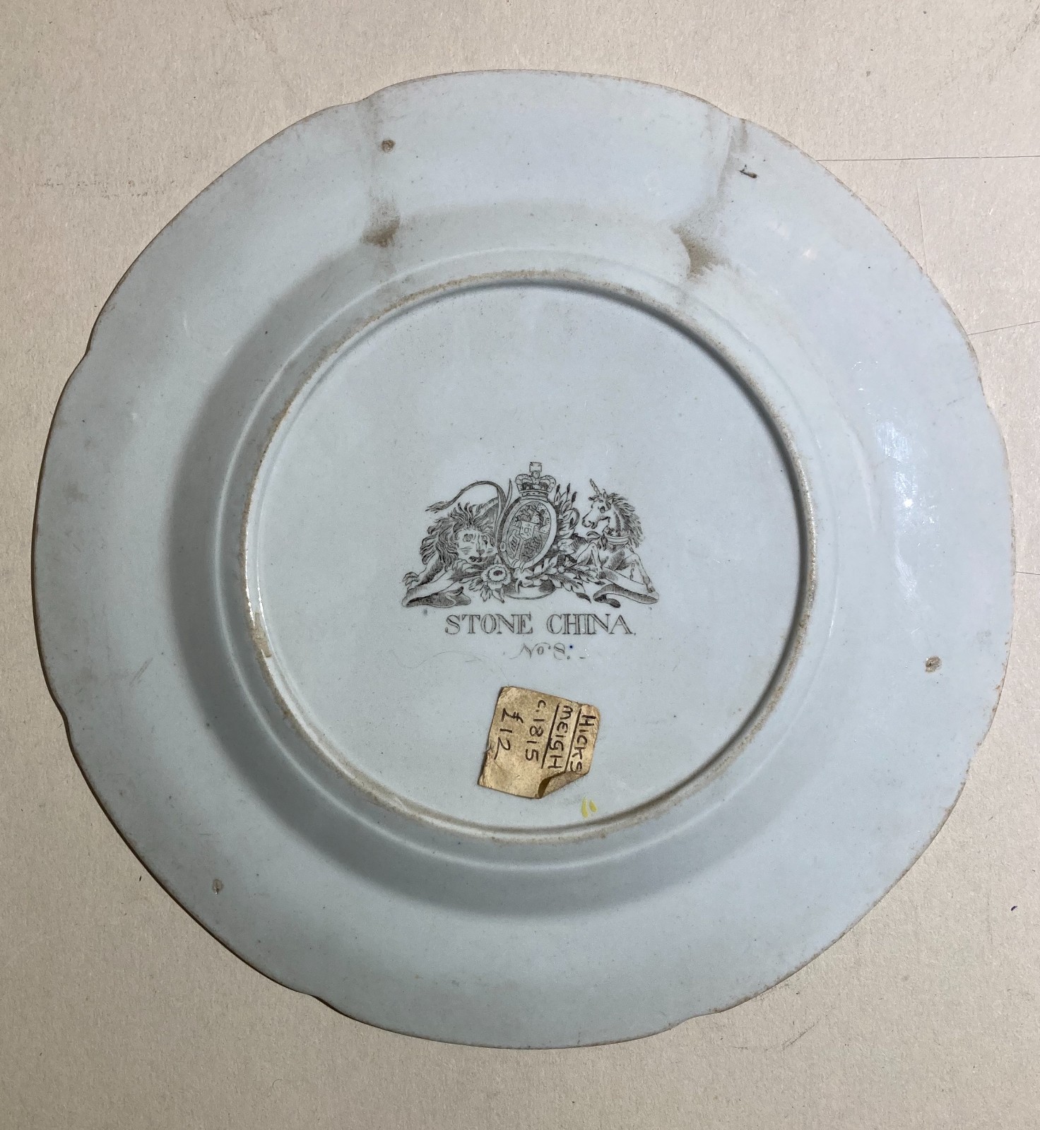 Piatto Decorativo In Porcellana Stone China, Hicks & Meigh, XIX Secolo