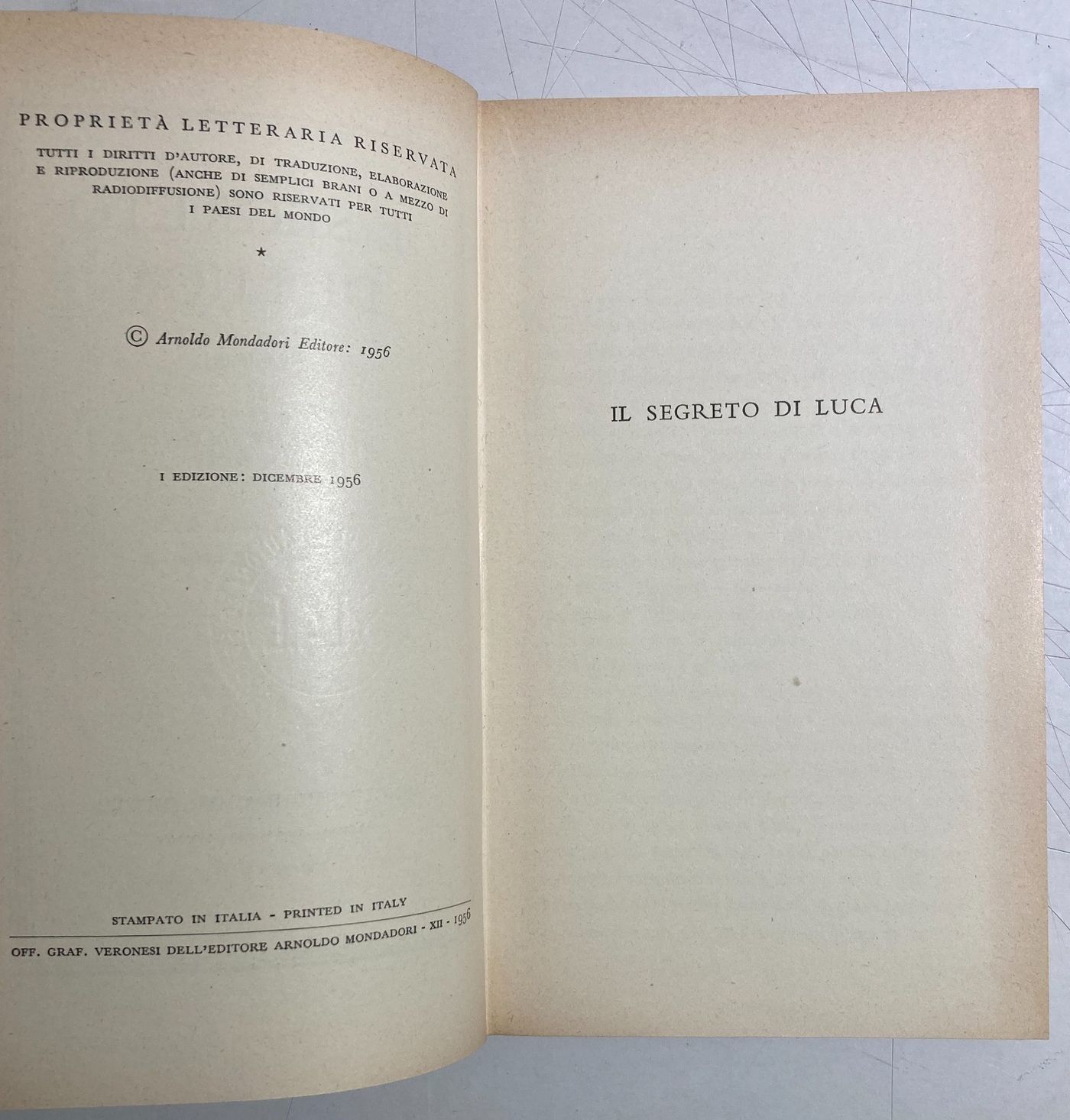 Abruzzo, Marsica. Il Segreto Di Luca Di Ignazio Silone. Edizione Mondadori 1956