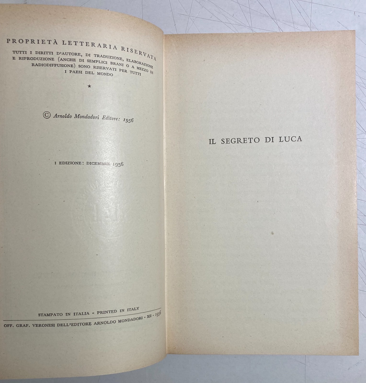 Abruzzo, Marsica. Il Segreto Di Luca Di Ignazio Silone. Edizione Mondadori 1956