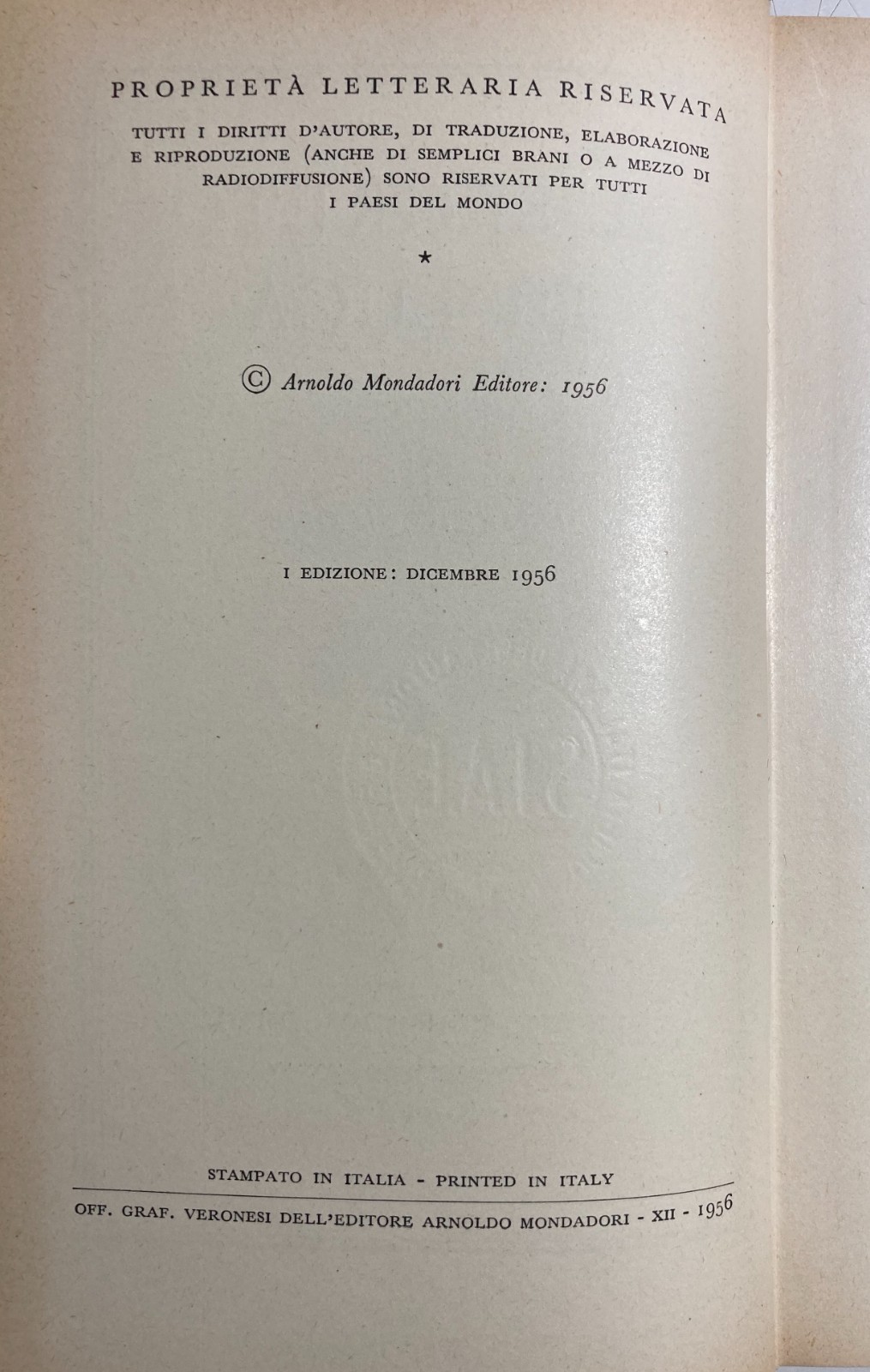 Abruzzo, Marsica. Il Segreto Di Luca Di Ignazio Silone. Edizione Mondadori 1956