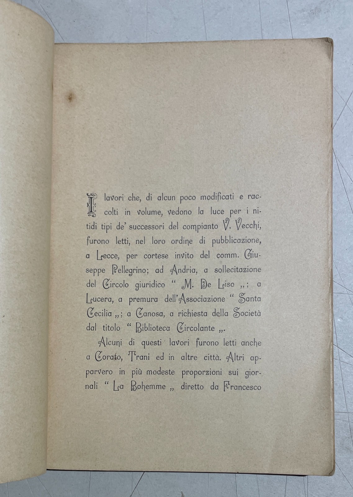 Puglia, Raffaele Cotugno: Letture E Conferenze (1906)