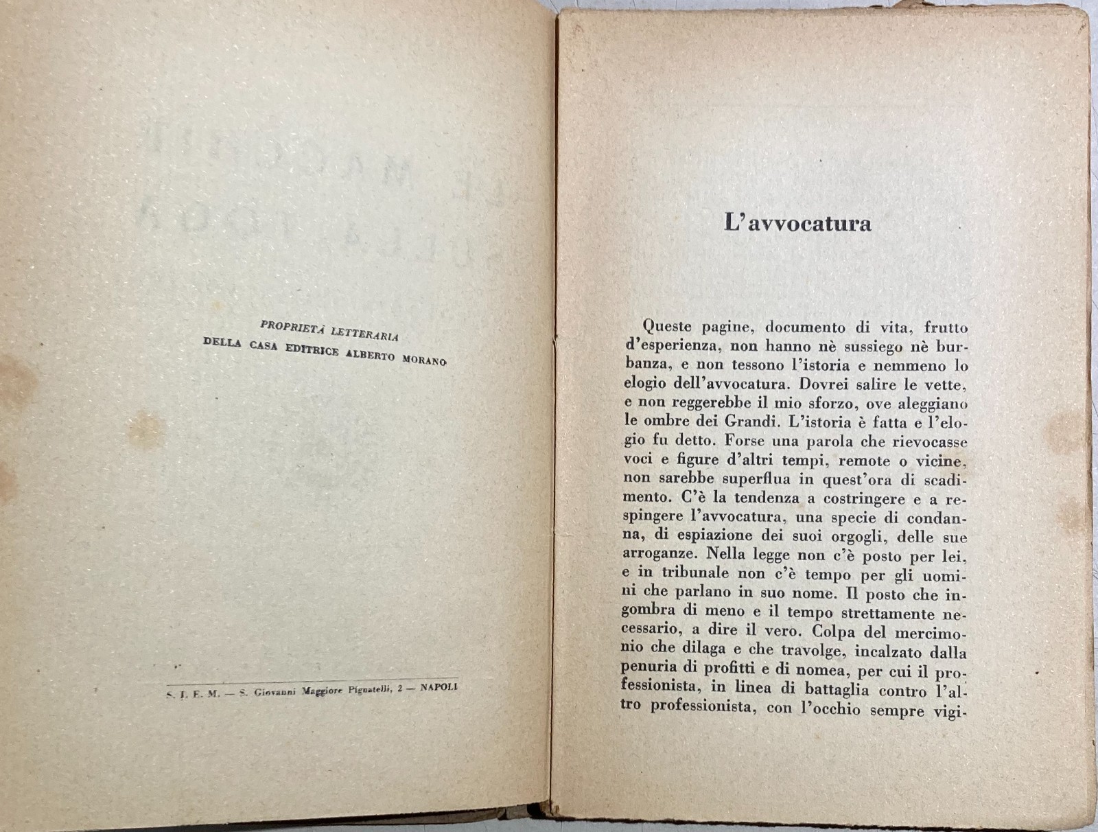 Genunzio Bentini, Le Macchie Sulla Toga: Psicologia Dell'Avvocato. Napoli, 1927