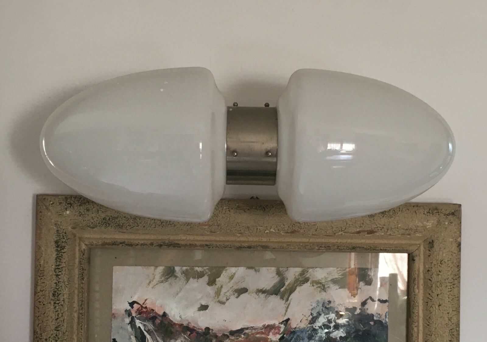Lampada Da Parete Di Design In Vetro Lattimo E Metallo Cromato, Anni '70