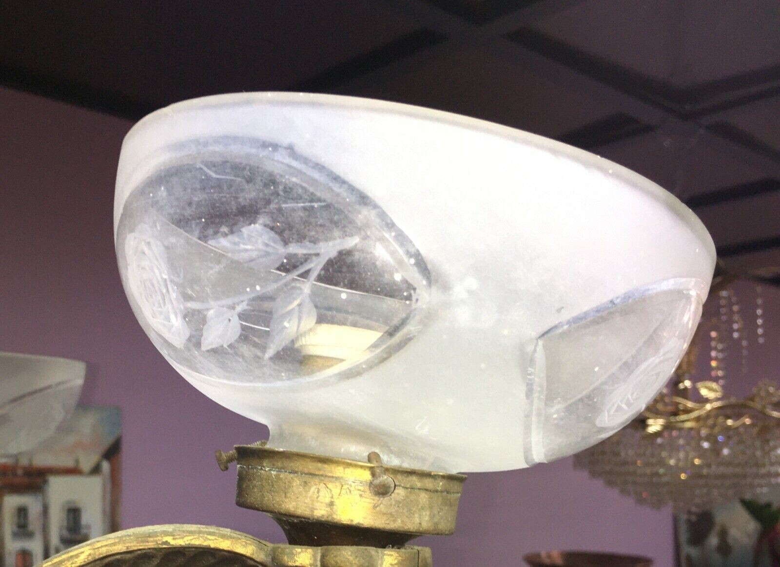 Arredi Antichi   Lampada A Sospensione Decorativa Con Vetri Incisi