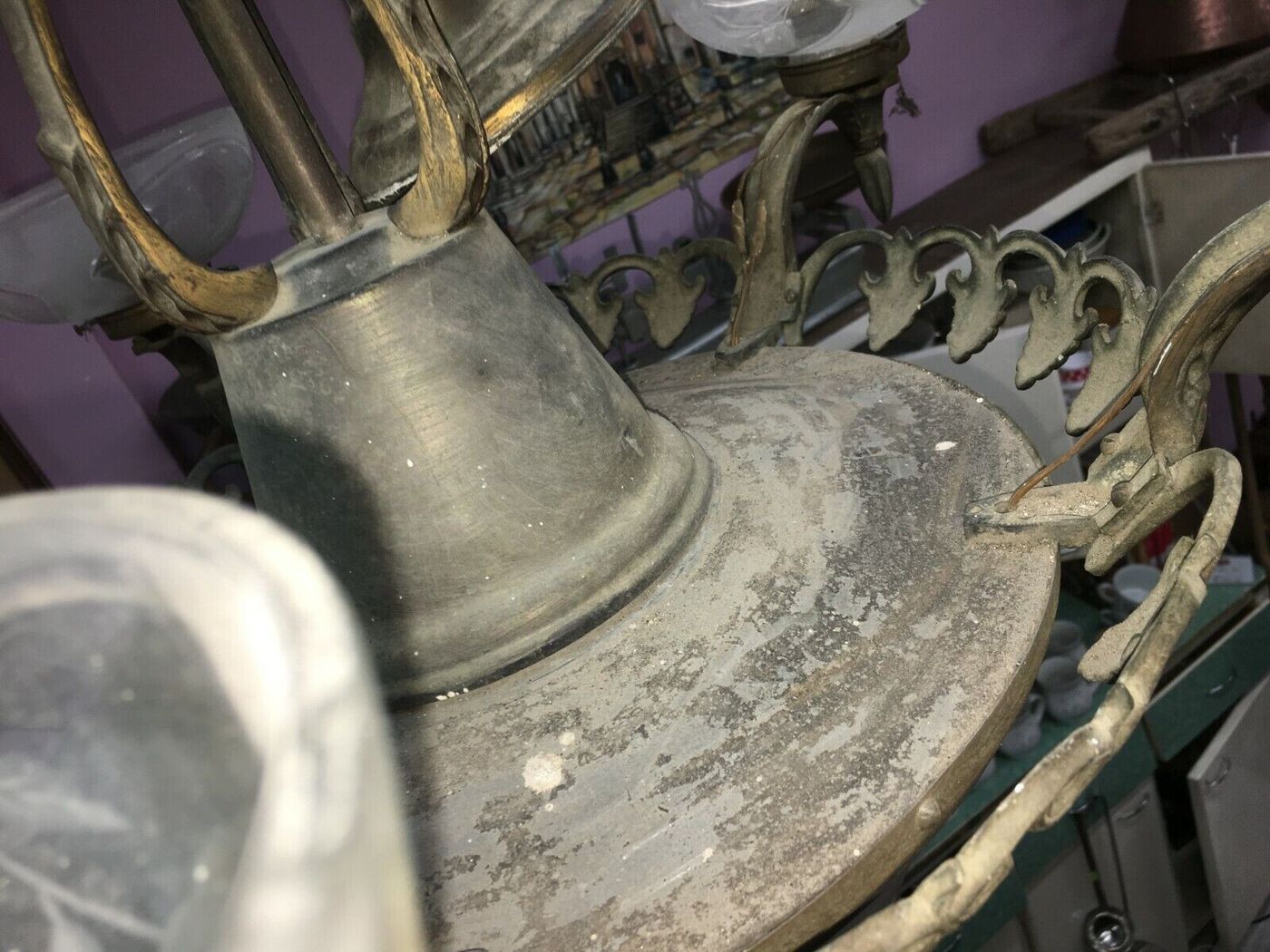 Arredi Antichi   Lampada A Sospensione Decorativa Con Vetri Incisi