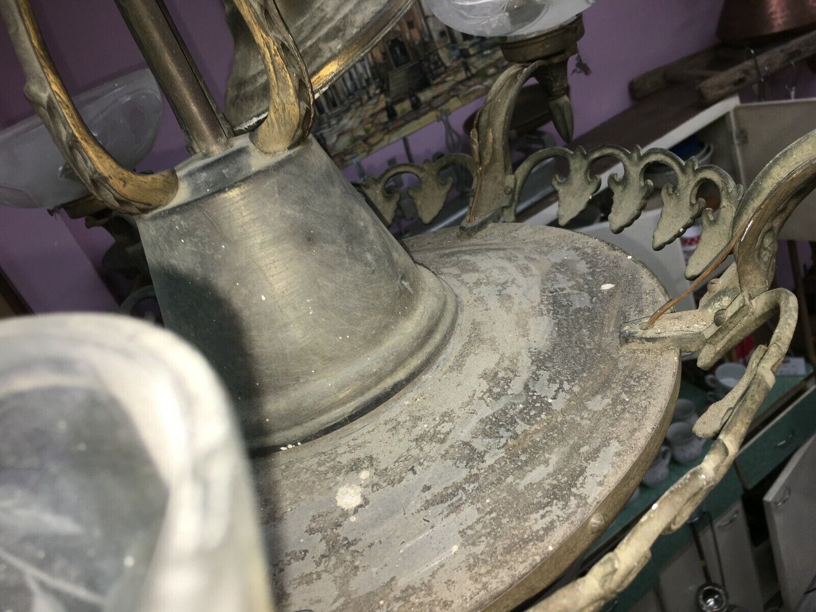 Arredi Antichi   Lampada A Sospensione Decorativa Con Vetri Incisi