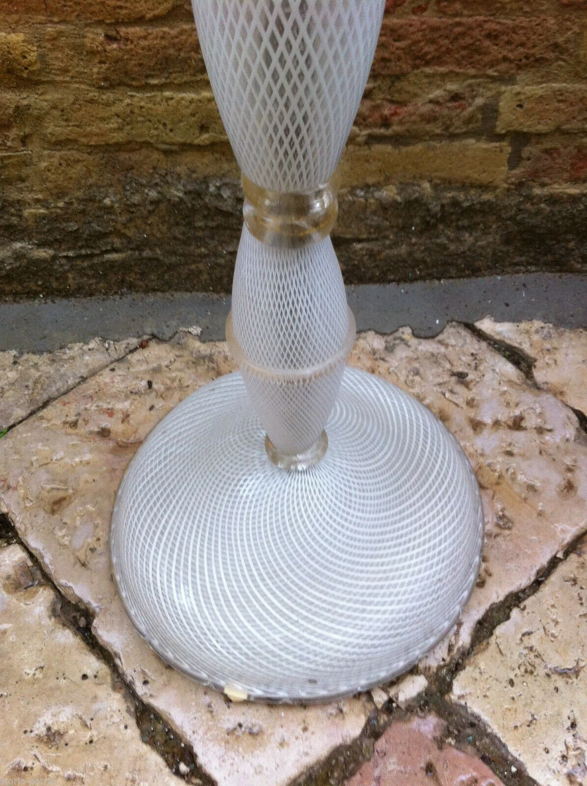 Modernism, Design: Decorative Vintage Floor Standing Glass Lamp, to Restore