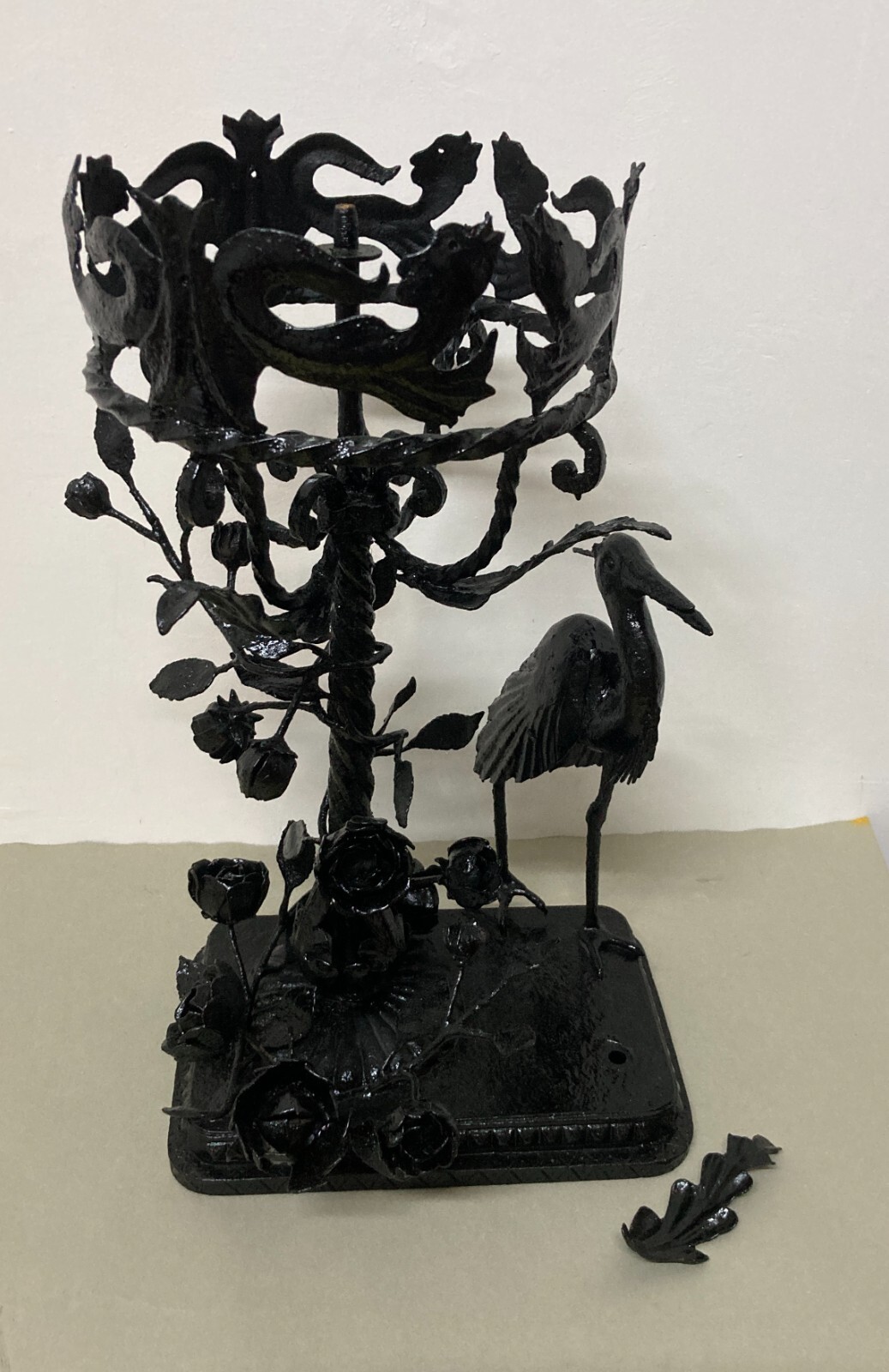 Artistico Soprammobile, Base Per Lampada In Ferro Battuto