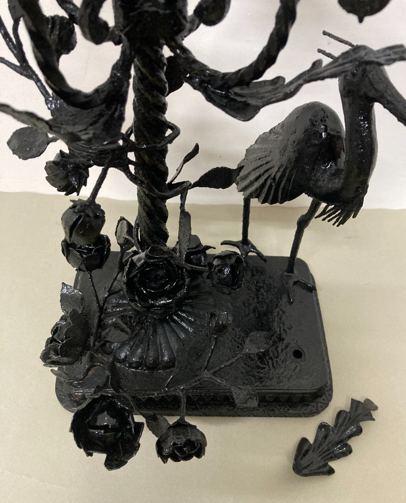 Artistico Soprammobile, Base Per Lampada In Ferro Battuto