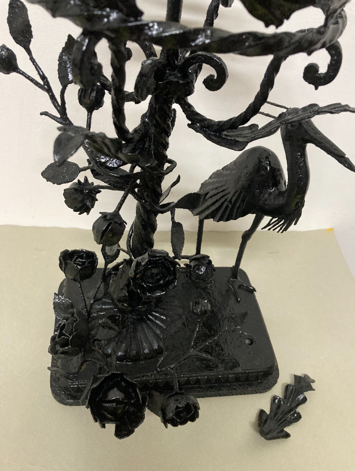 Artistico Soprammobile, Base Per Lampada In Ferro Battuto