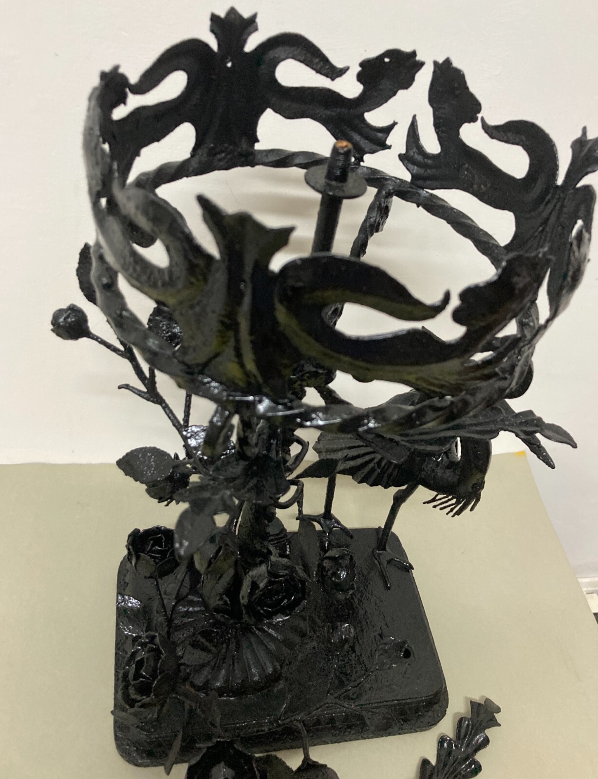 Artistico Soprammobile, Base Per Lampada In Ferro Battuto