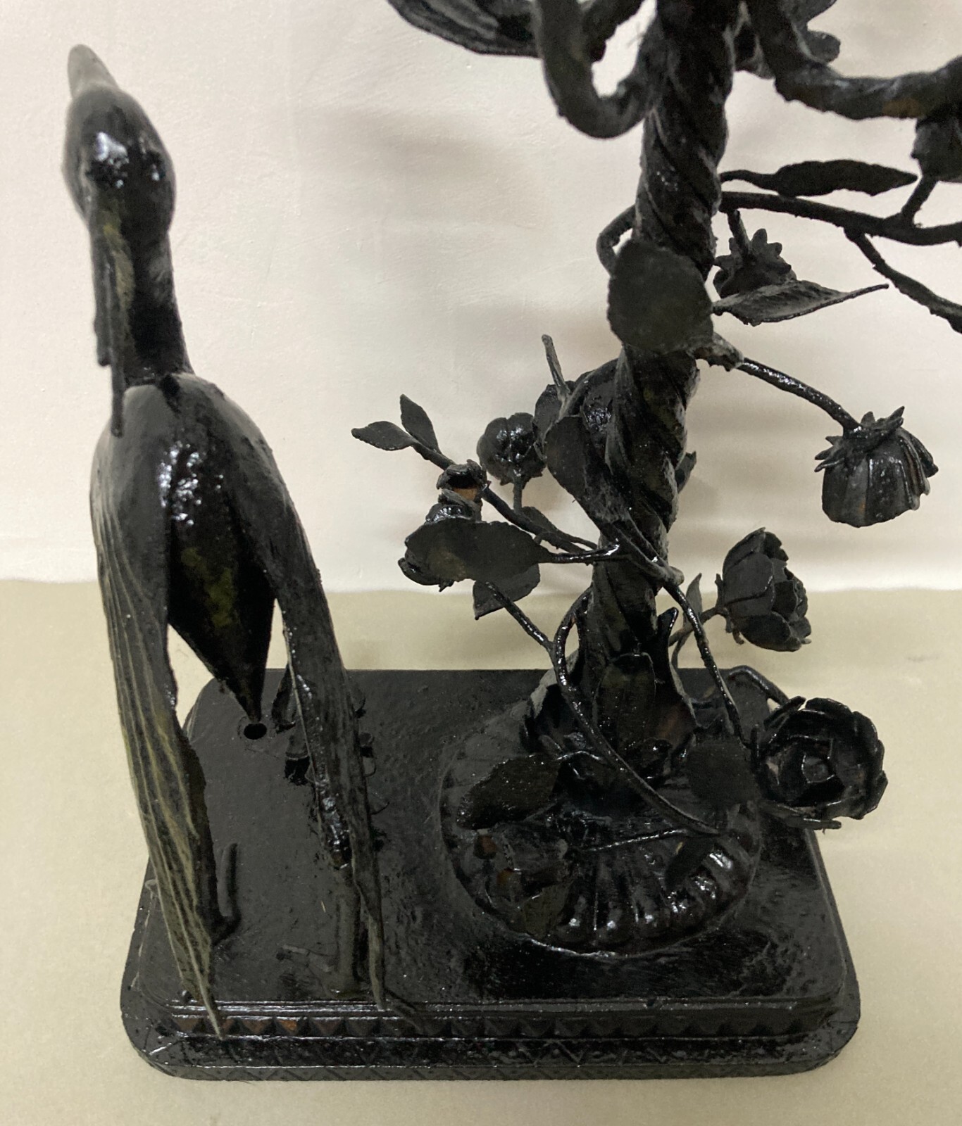 Artistico Soprammobile, Base Per Lampada In Ferro Battuto