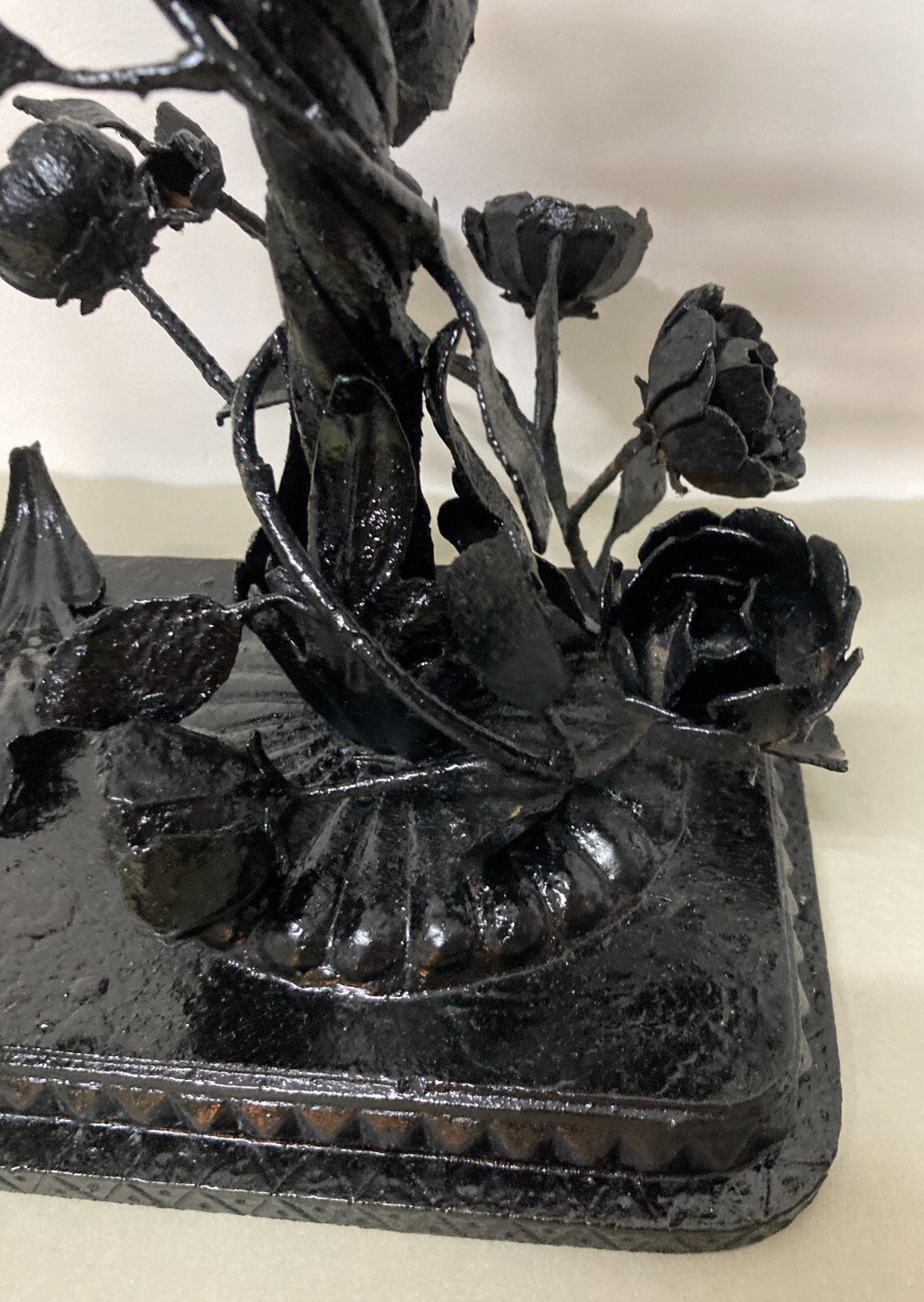 Artistico Soprammobile, Base Per Lampada In Ferro Battuto