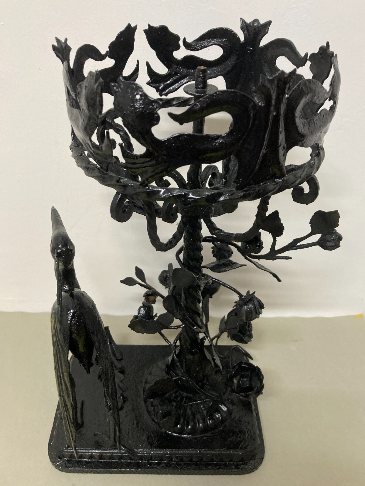 Artistico Soprammobile, Base Per Lampada In Ferro Battuto