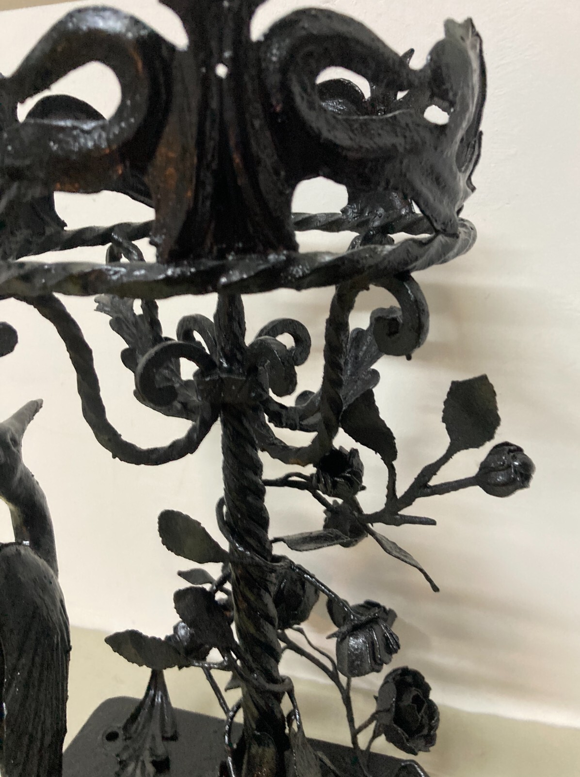 Artistico Soprammobile, Base Per Lampada In Ferro Battuto
