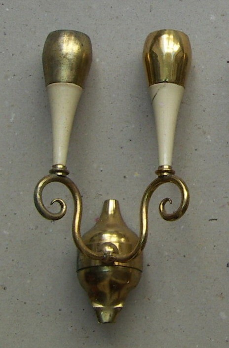 Coppia Di Lampade Da Parete (appliques) In Metallo E Ottone, Stile Gio Ponti, Anni '50