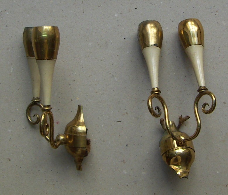 Coppia Di Lampade Da Parete (appliques) In Metallo E Ottone, Stile Gio Ponti, Anni '50