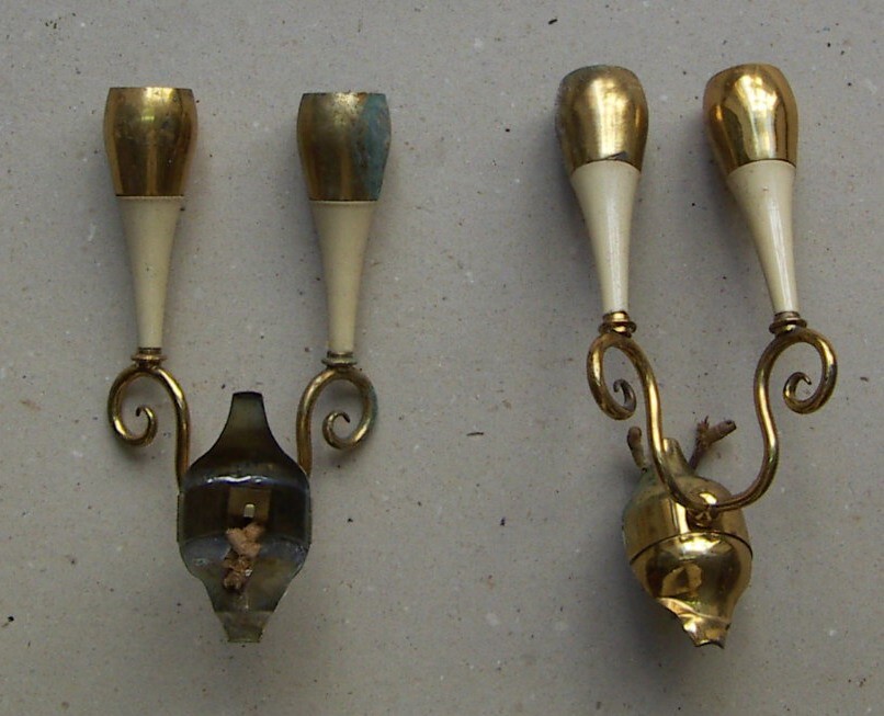Coppia Di Lampade Da Parete (appliques) In Metallo E Ottone, Stile Gio Ponti, Anni '50