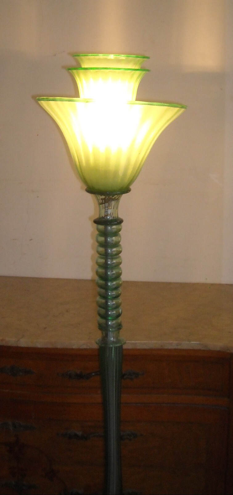 Lampada Da Terra In Vetro Di Murano In Stile Art Decò