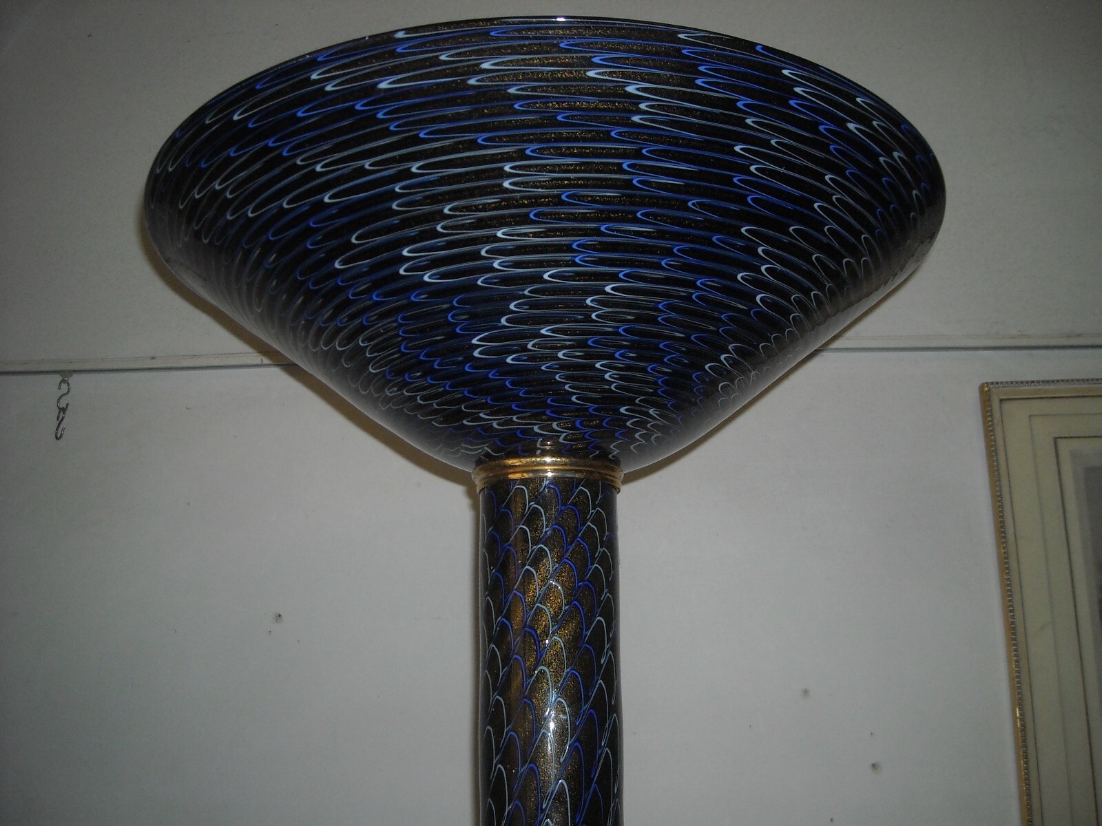 Lampada Da Pavimento In Vetro Di Murano E Metallo Dorato