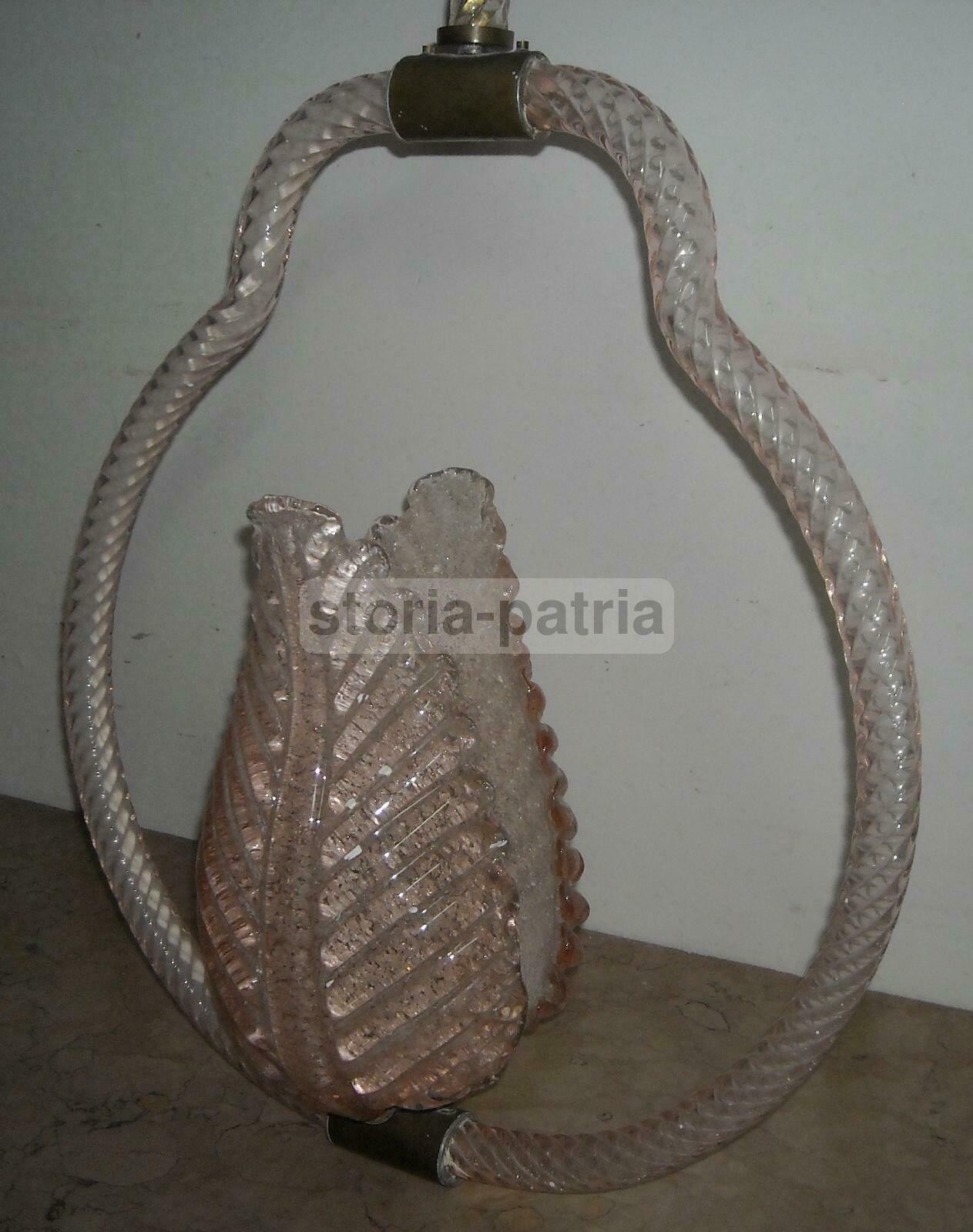 Lampadario Decorativo In Vetro Rosa d'Epoca