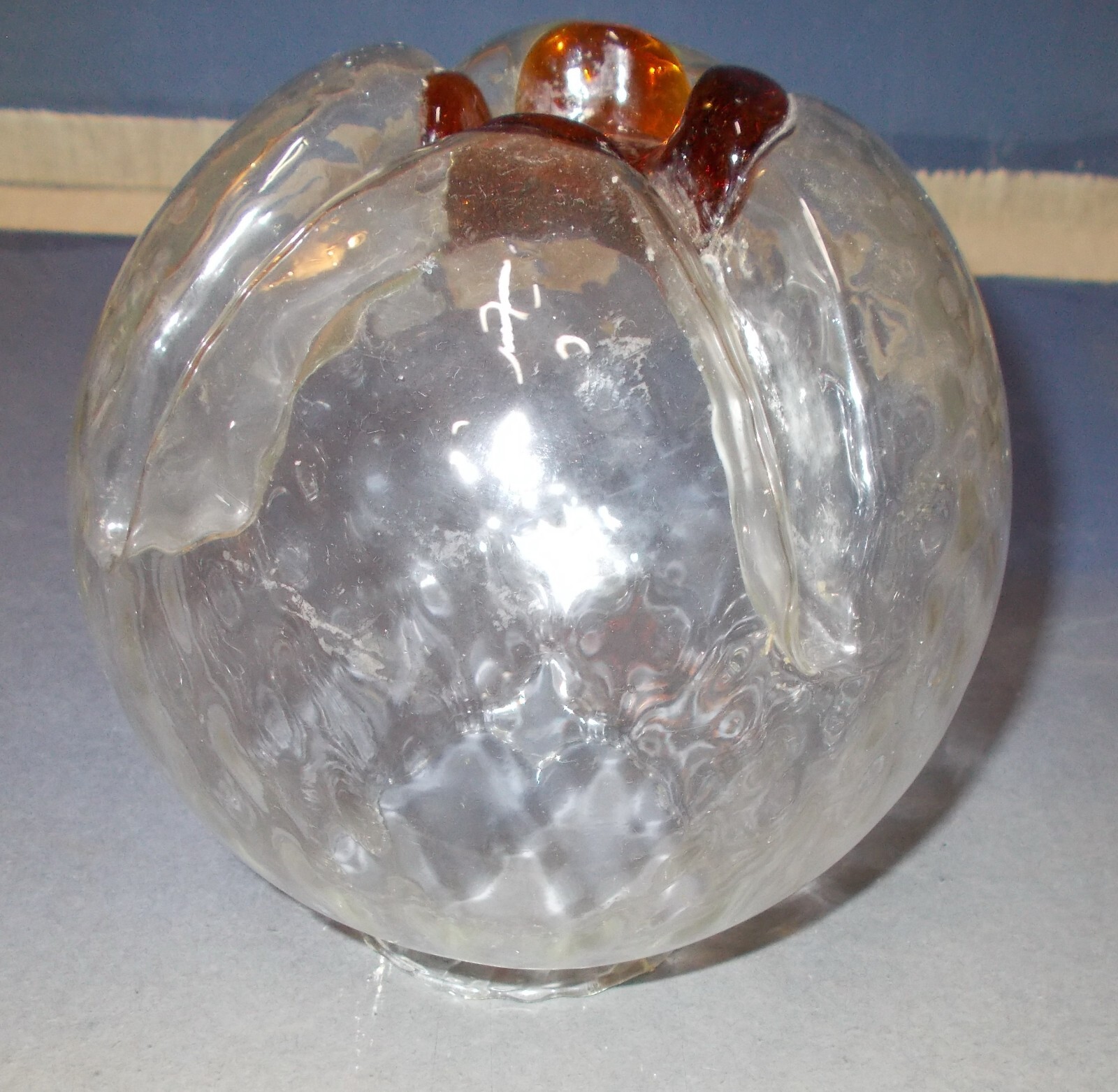Coppa Per Lampada In Vetro Modellato   Design Italiano Del Novecento