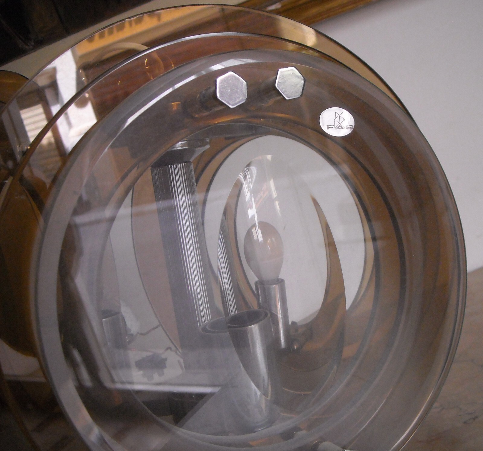 Lampada A Sospensione d'Epoca In Vetro Molato E Design Modernariato
