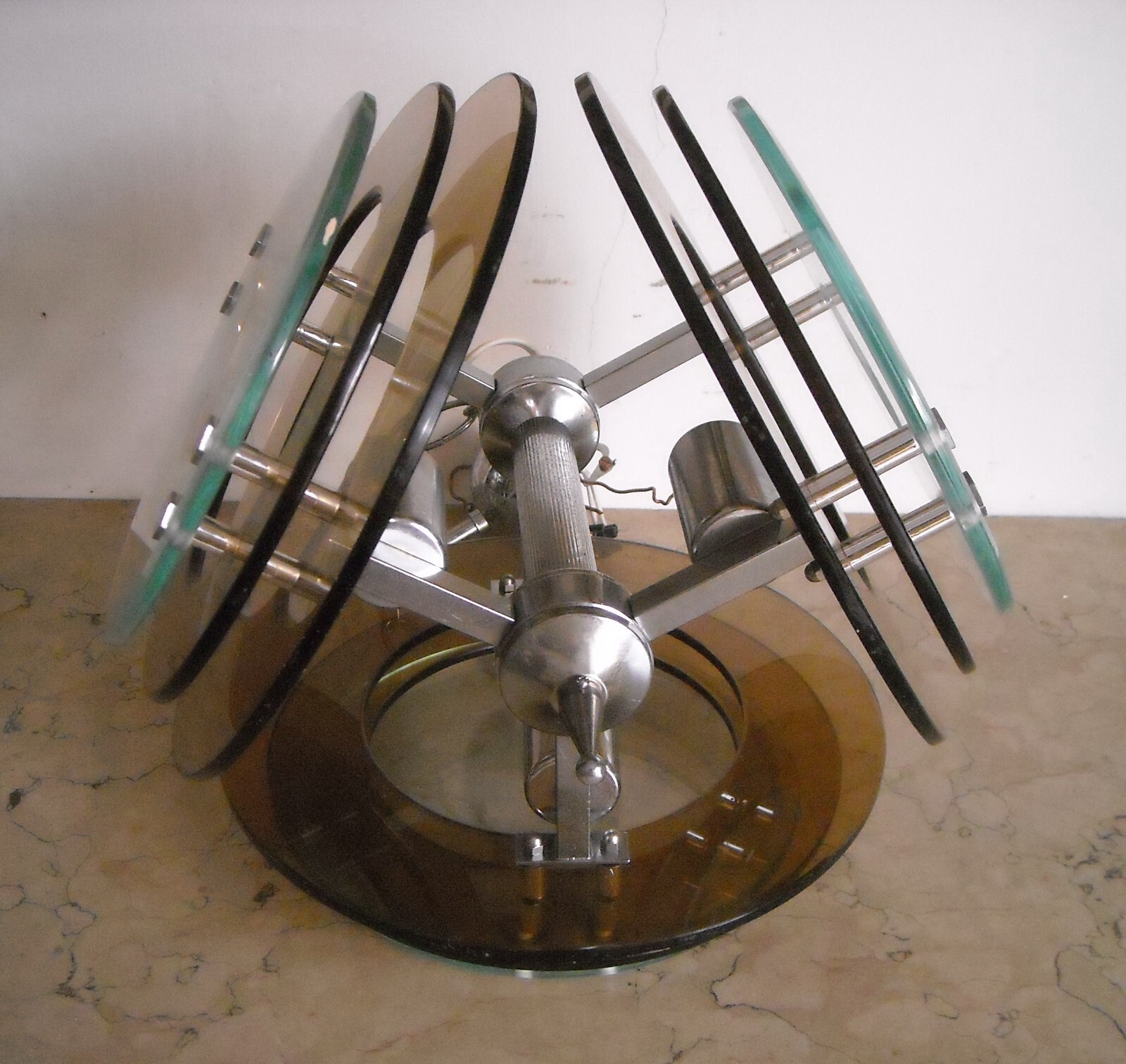 Lampada A Sospensione d'Epoca In Vetro Molato E Design Modernariato