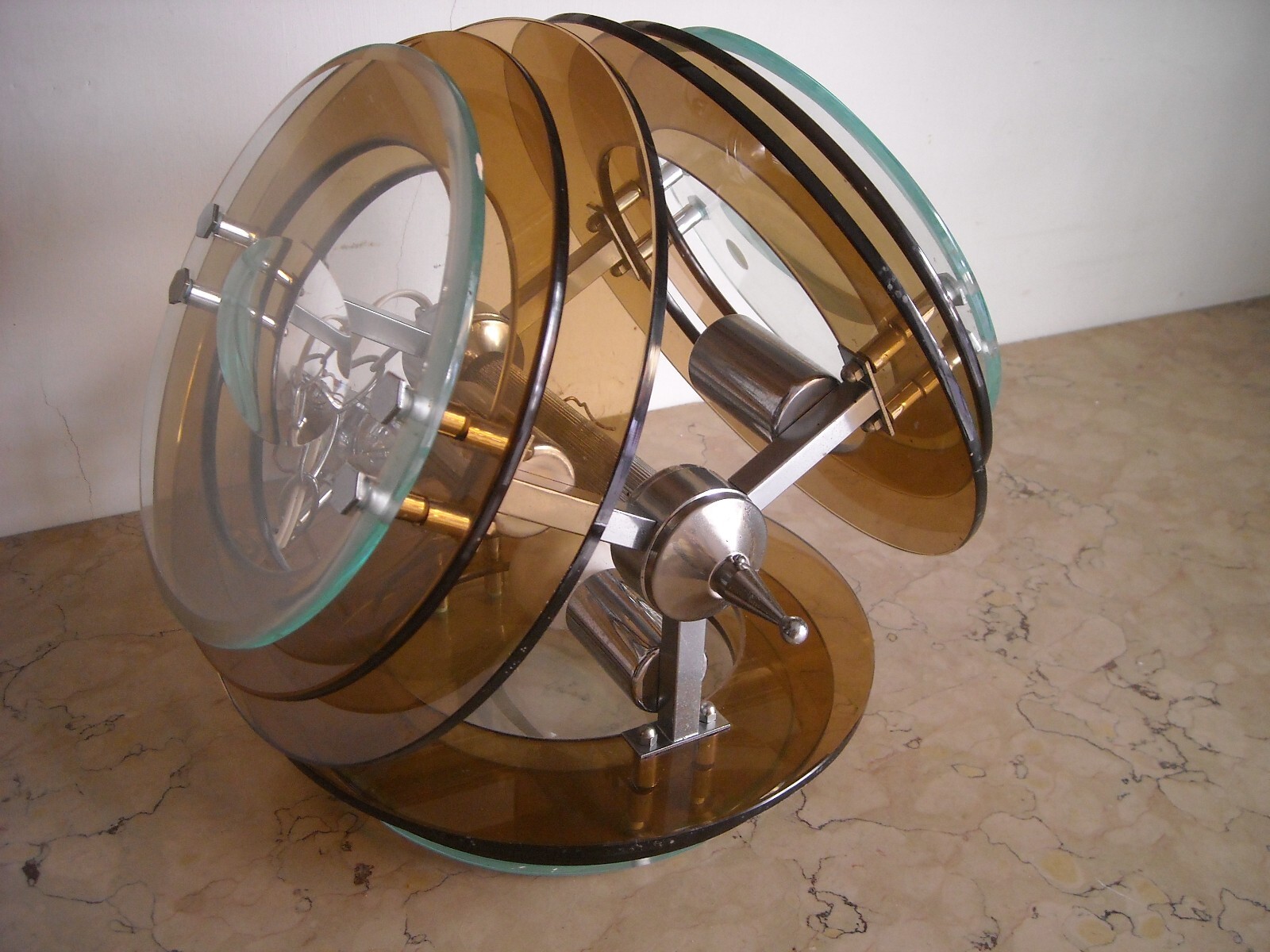 Lampada A Sospensione d'Epoca In Vetro Molato E Design Modernariato
