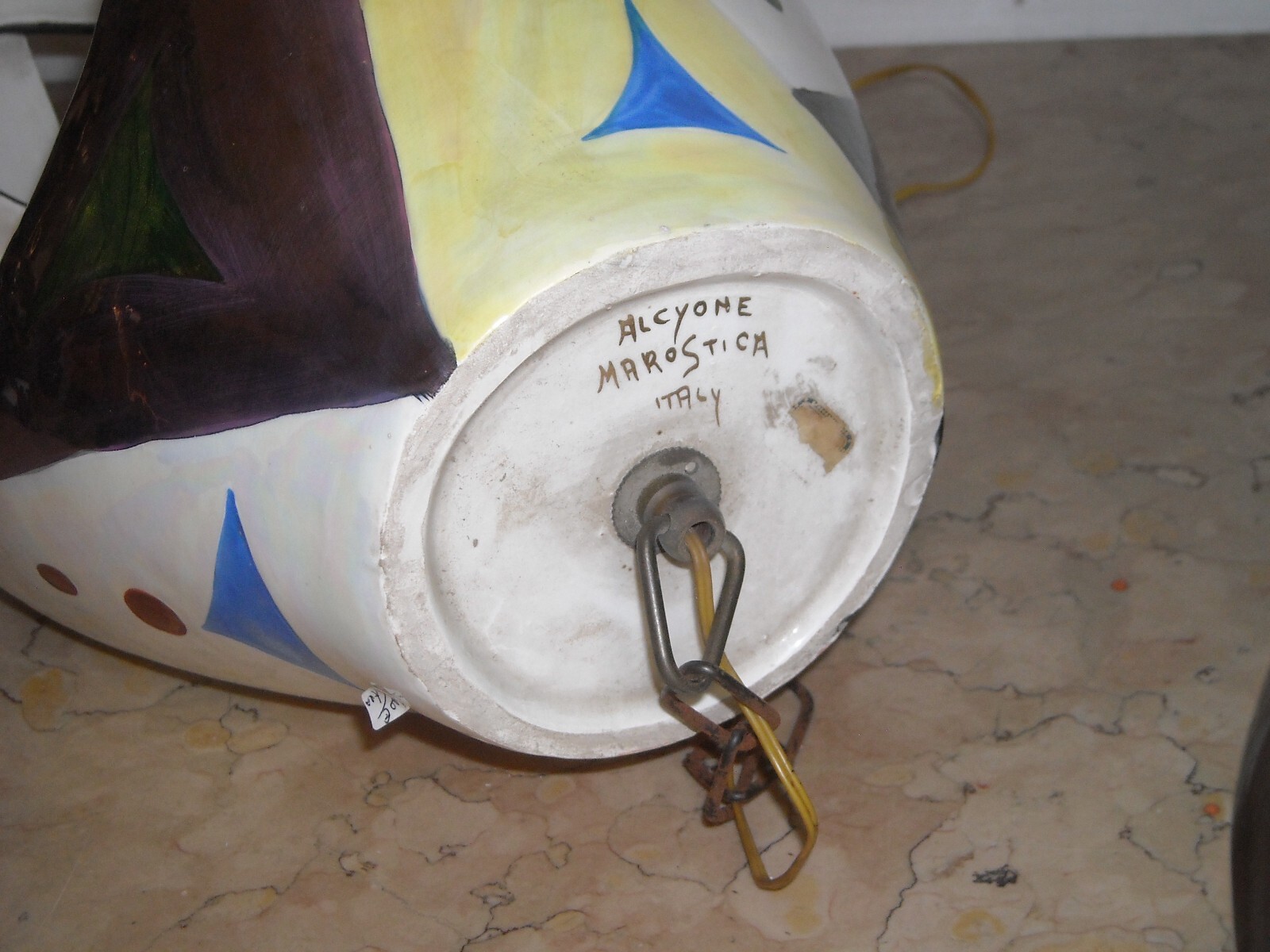Modernariato, Design: Inusuale Lampadario Artistico In Ceramica, Alcyone Marostica