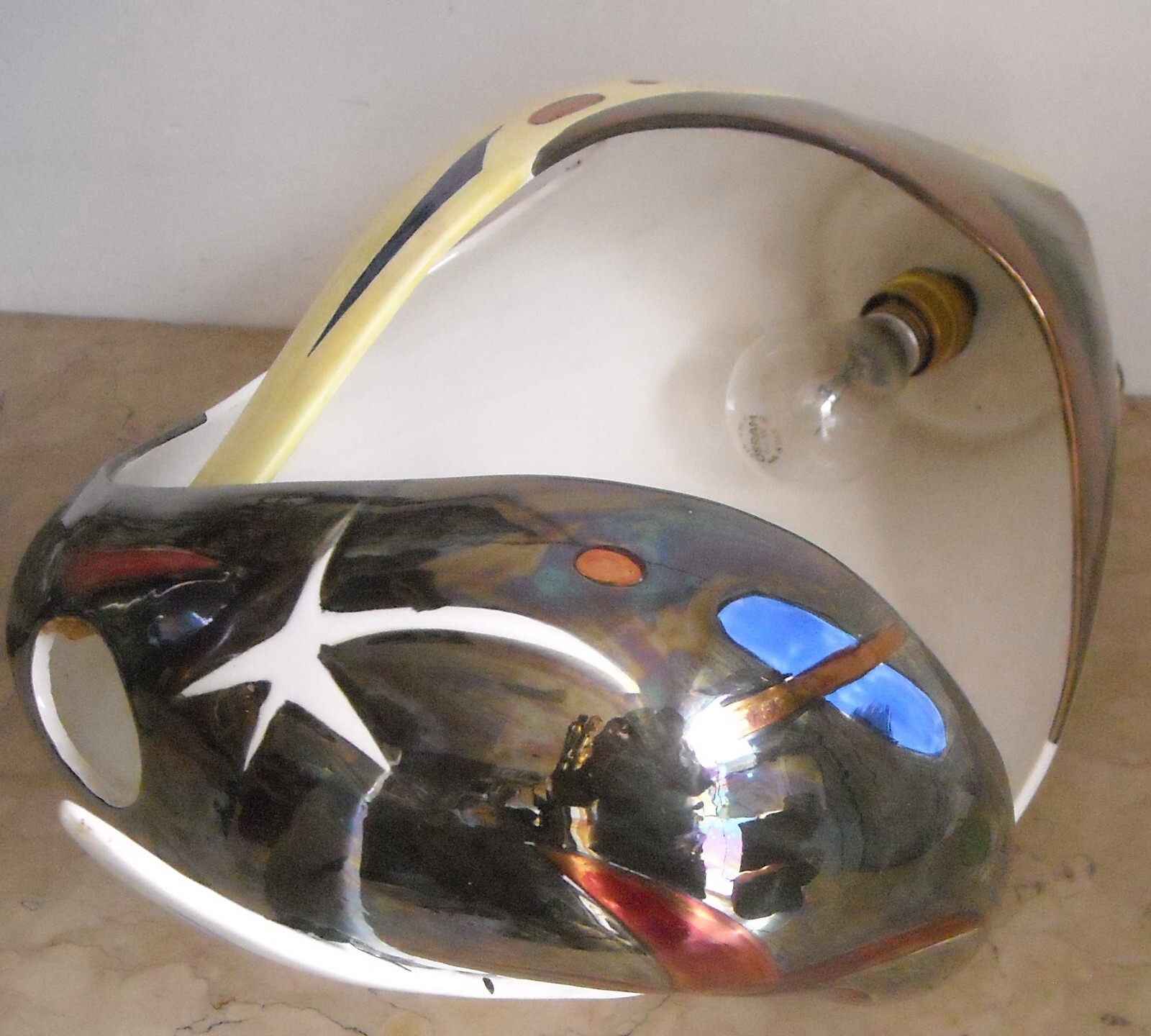 Modernariato, Design: Inusuale Lampadario Artistico In Ceramica, Alcyone Marostica