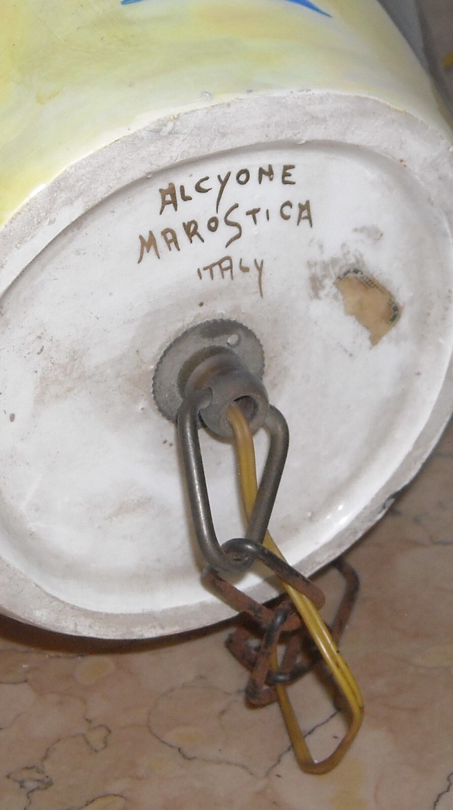 Modernariato, Design: Inusuale Lampadario Artistico In Ceramica, Alcyone Marostica