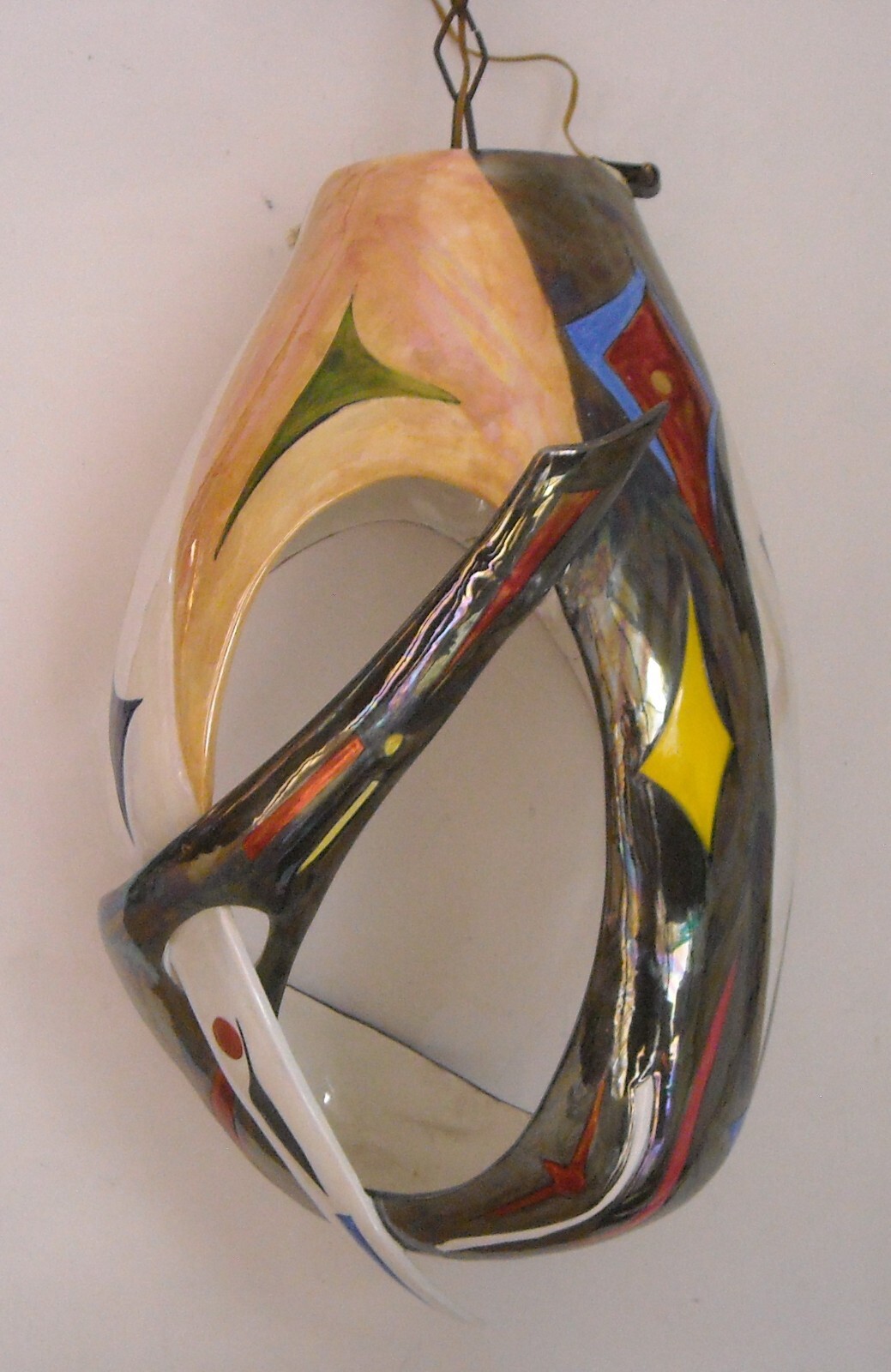 Modernariato, Design: Inusuale Lampadario Artistico In Ceramica, Alcyone Marostica