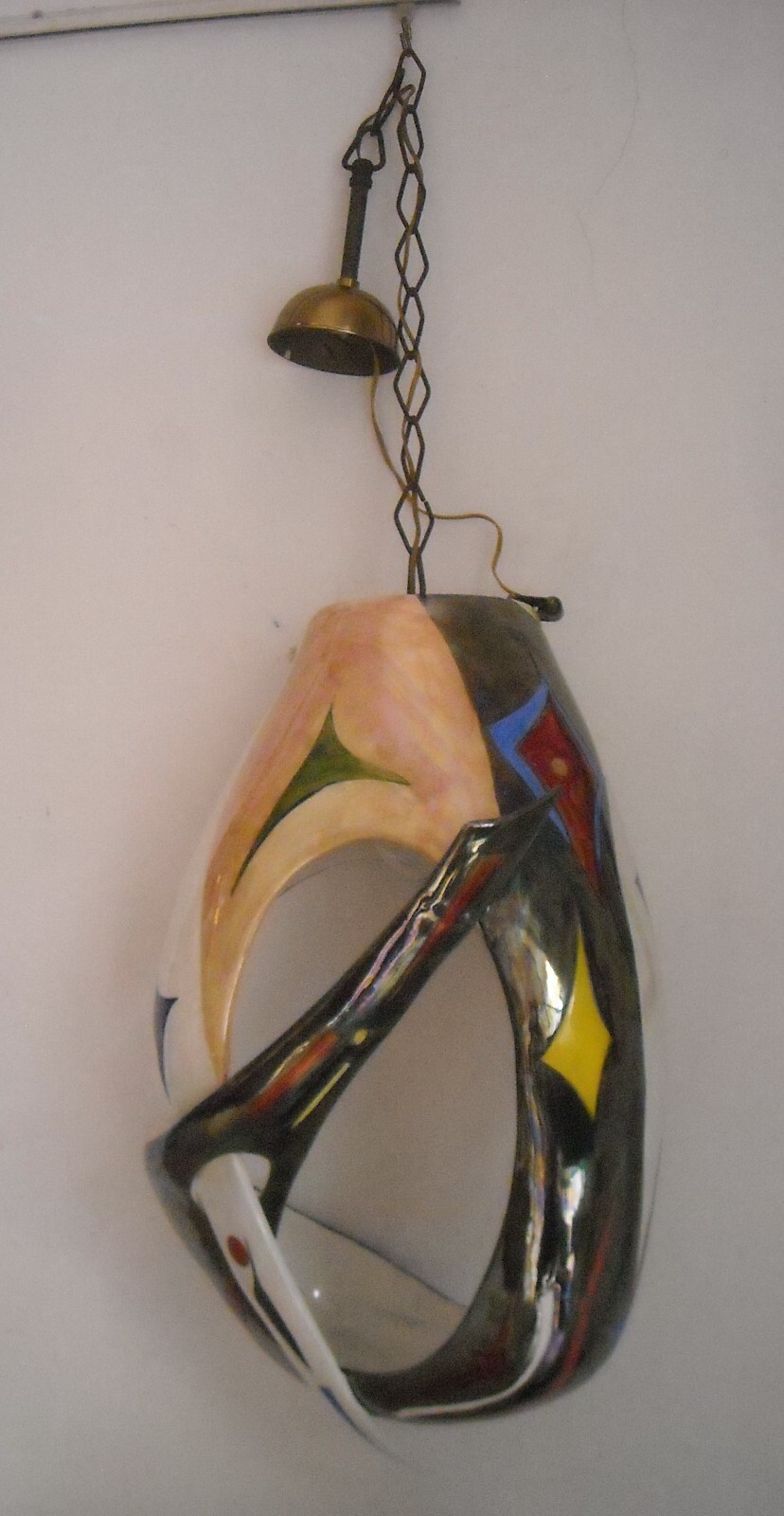 Modernariato, Design: Inusuale Lampadario Artistico In Ceramica, Alcyone Marostica