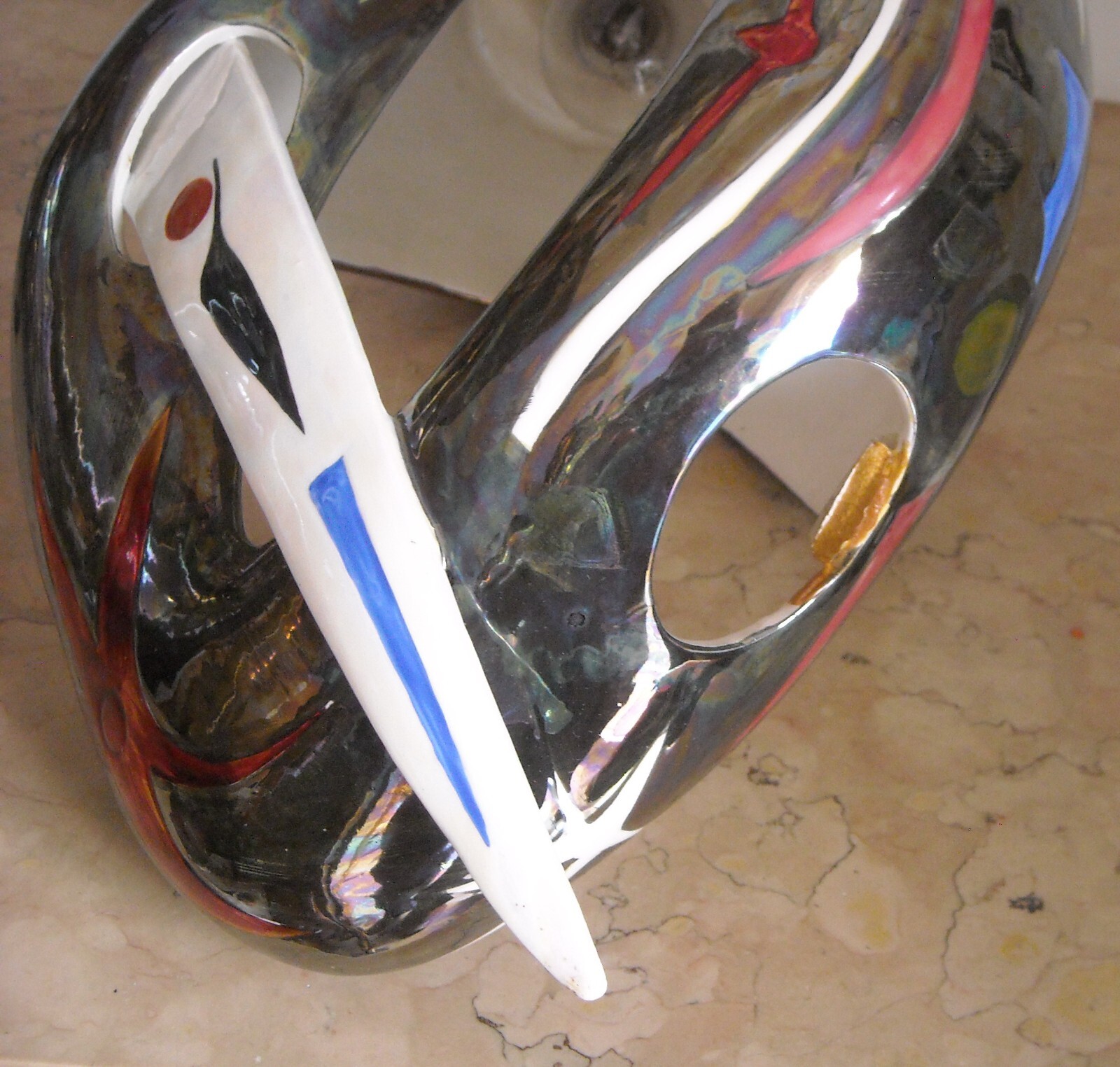 Modernariato, Design: Inusuale Lampadario Artistico In Ceramica, Alcyone Marostica