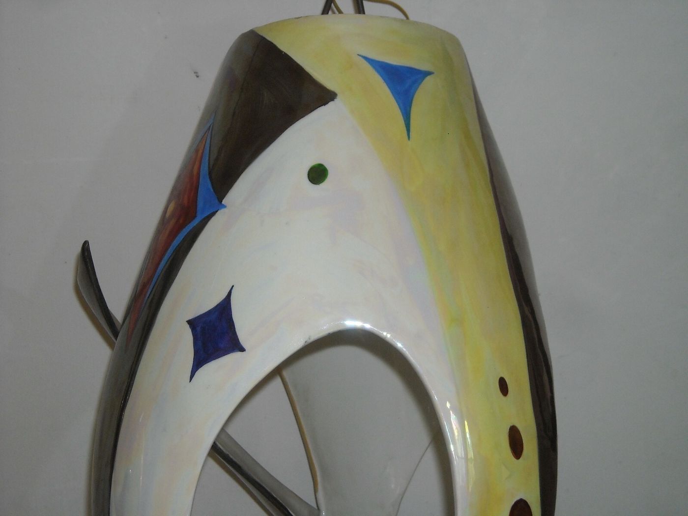 Modernariato, Design: Inusuale Lampadario Artistico In Ceramica, Alcyone Marostica