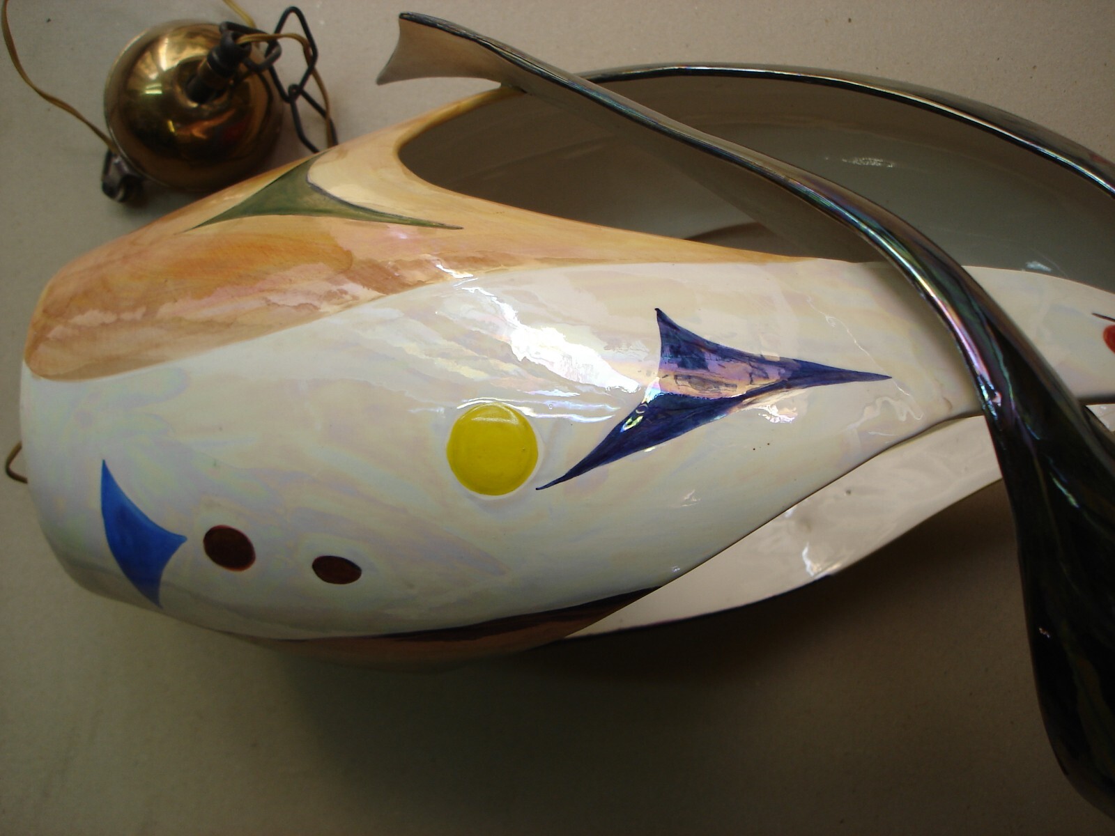 Modernariato, Design: Inusuale Lampadario Artistico In Ceramica, Alcyone Marostica