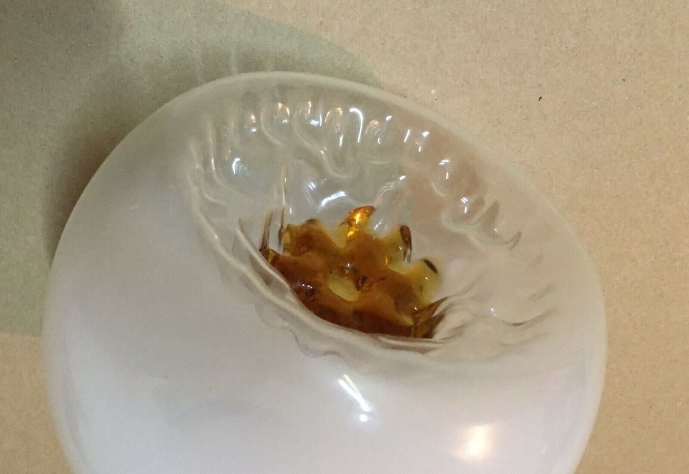 Coppa Per Lampada In Vetro Di Murano Con Introflessioni