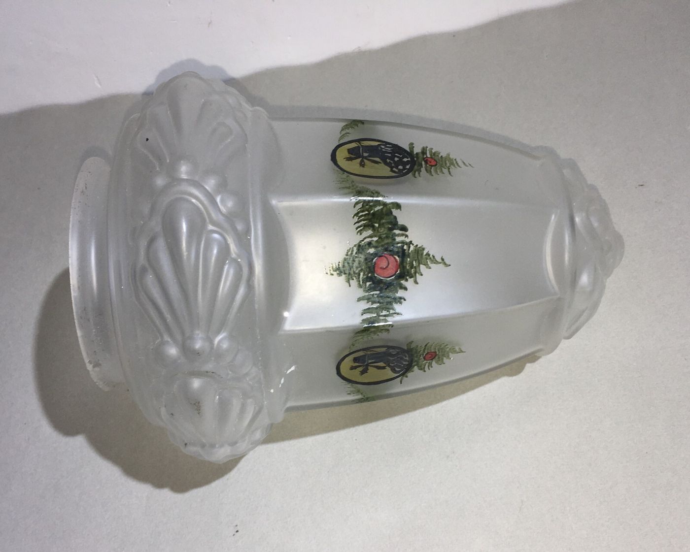 Coppa Per Lampada In Vetro Satinato Decorato