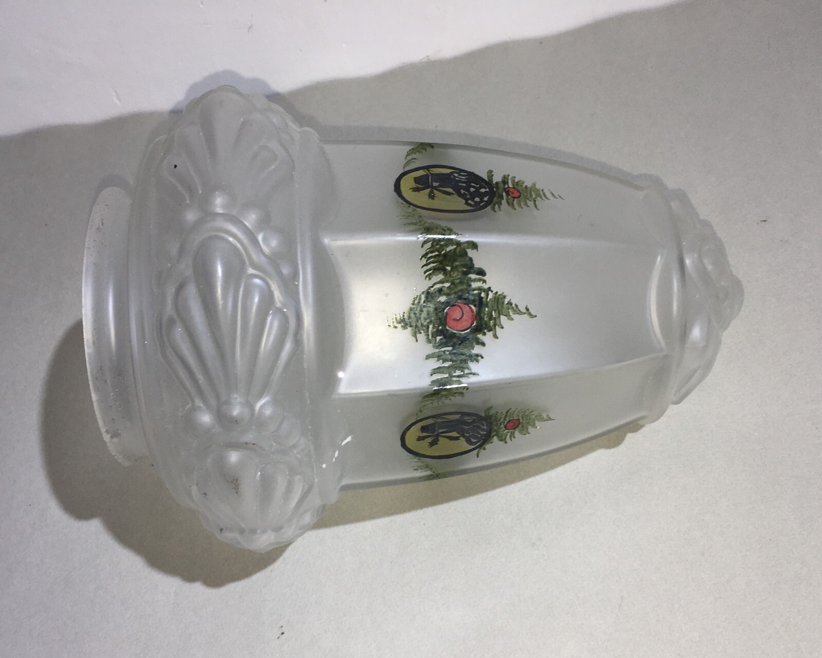 Coppa Per Lampada In Vetro Satinato Decorato