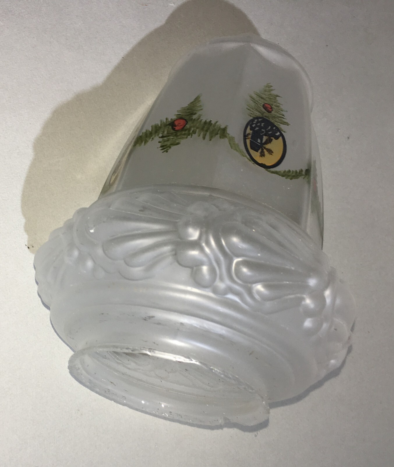 Coppa Per Lampada In Vetro Satinato Decorato