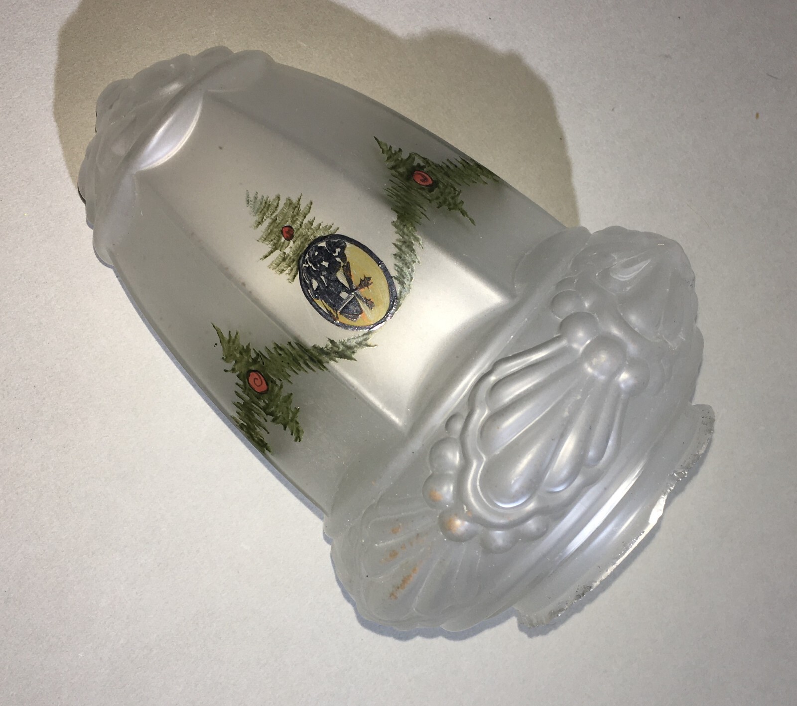 Coppa Per Lampada In Vetro Satinato Decorato