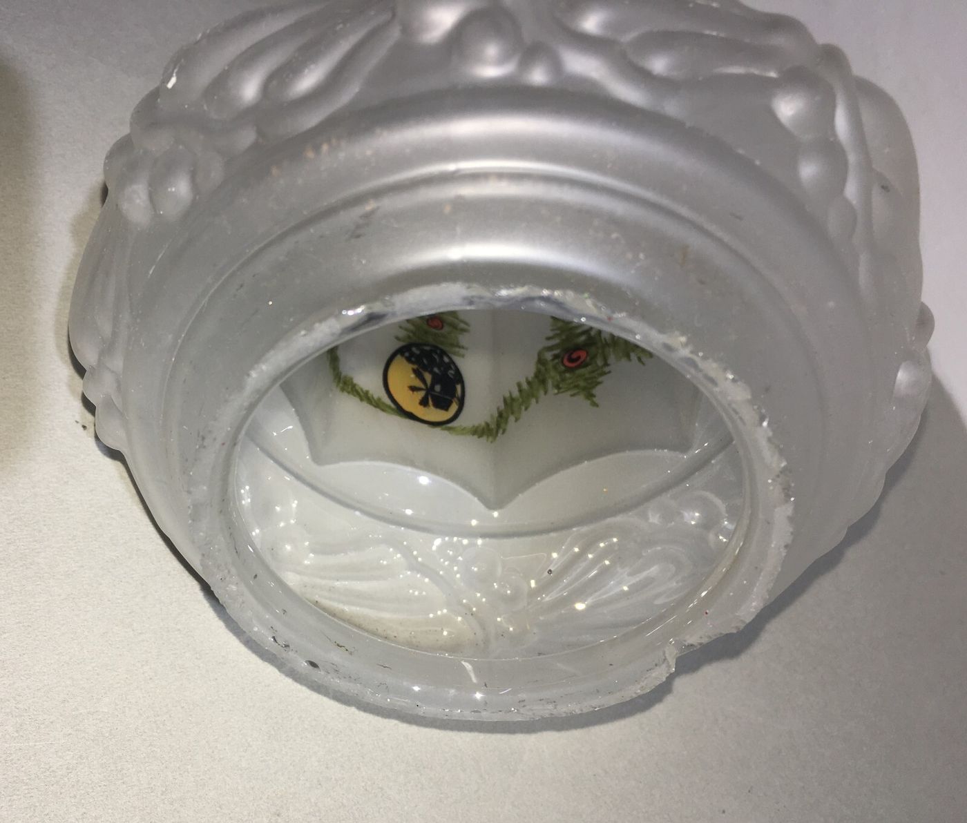 Coppa Per Lampada In Vetro Satinato Decorato