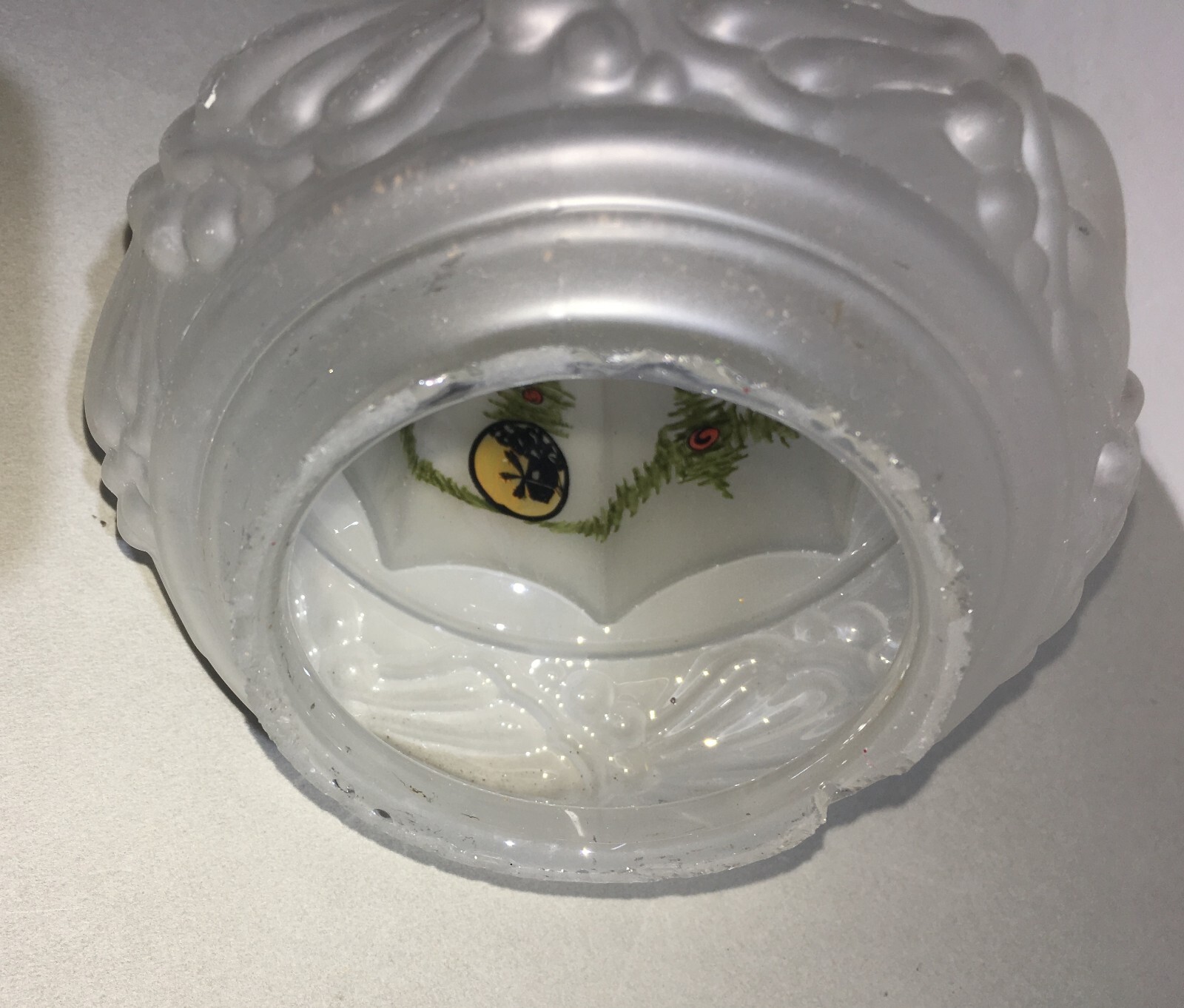 Coppa Per Lampada In Vetro Satinato Decorato