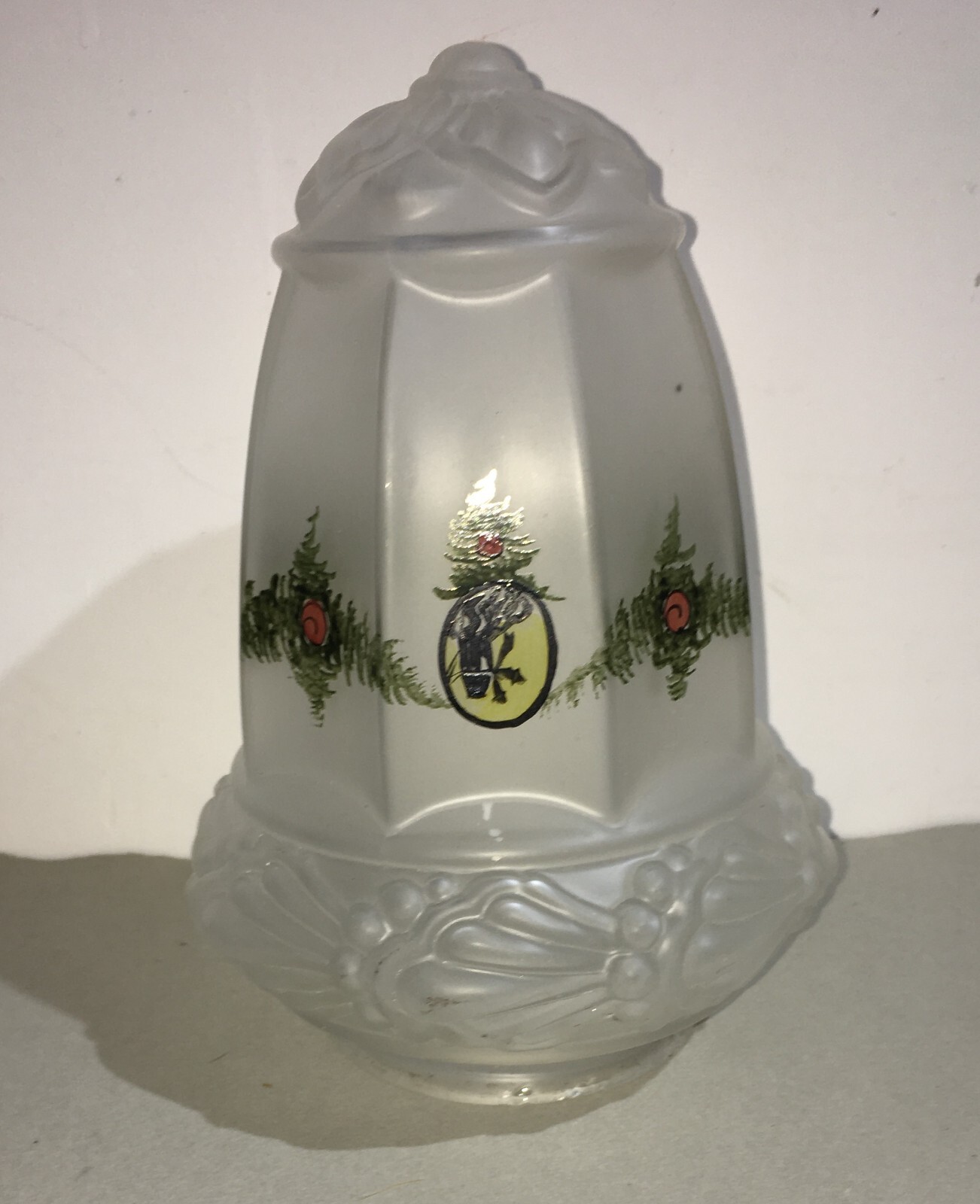 Coppa Per Lampada In Vetro Satinato Decorato