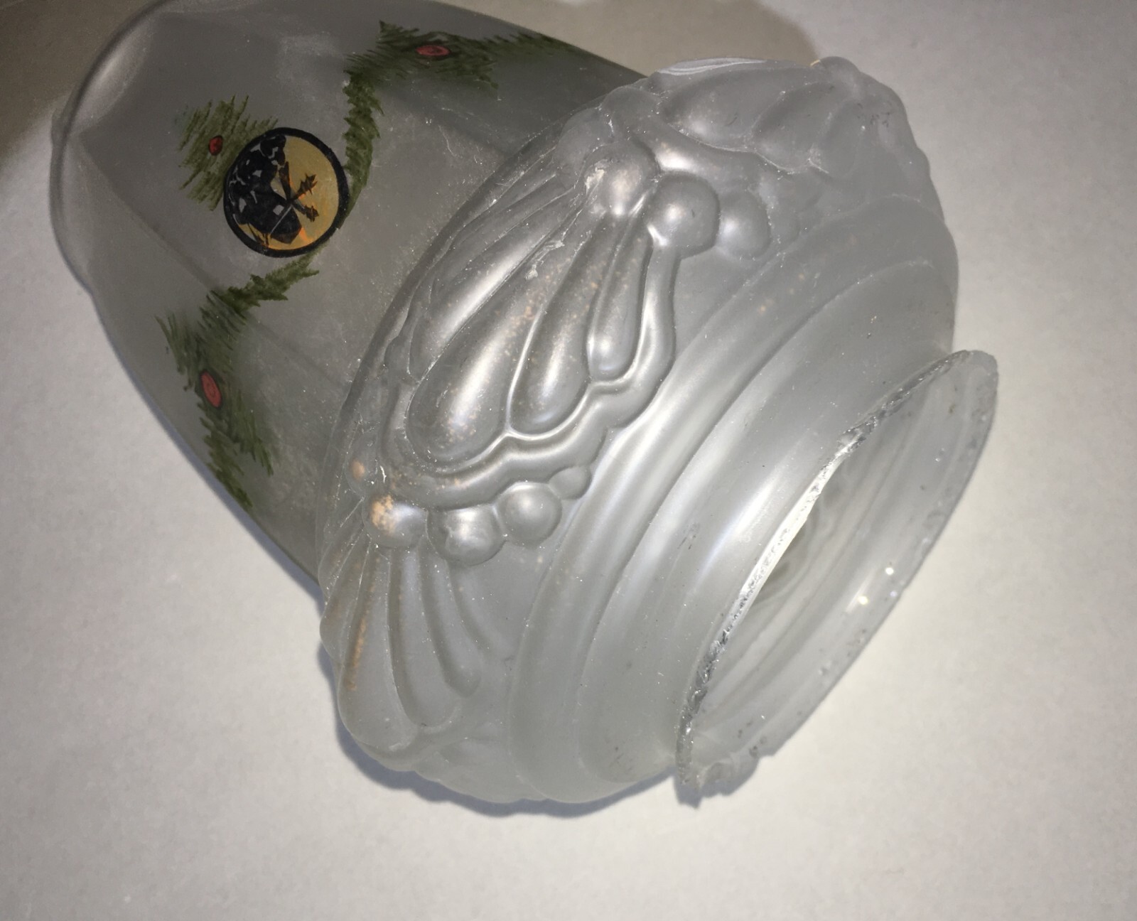 Coppa Per Lampada In Vetro Satinato Decorato